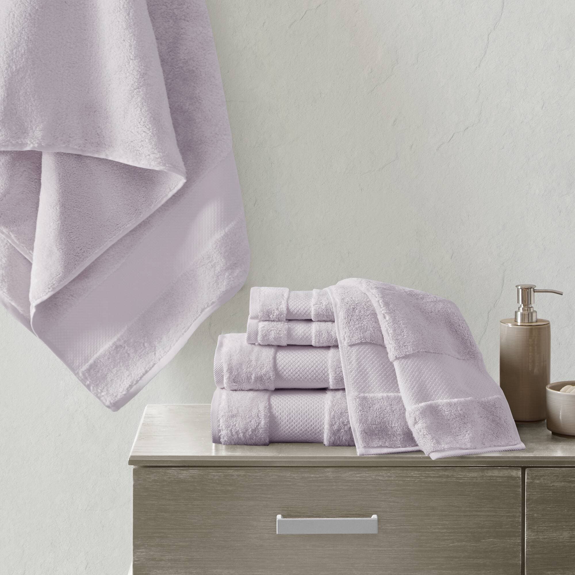 Madison Park Signature MPS73-475 6-Piece Lavender Turkish Cotton Quick Dry Bath Towel Set
