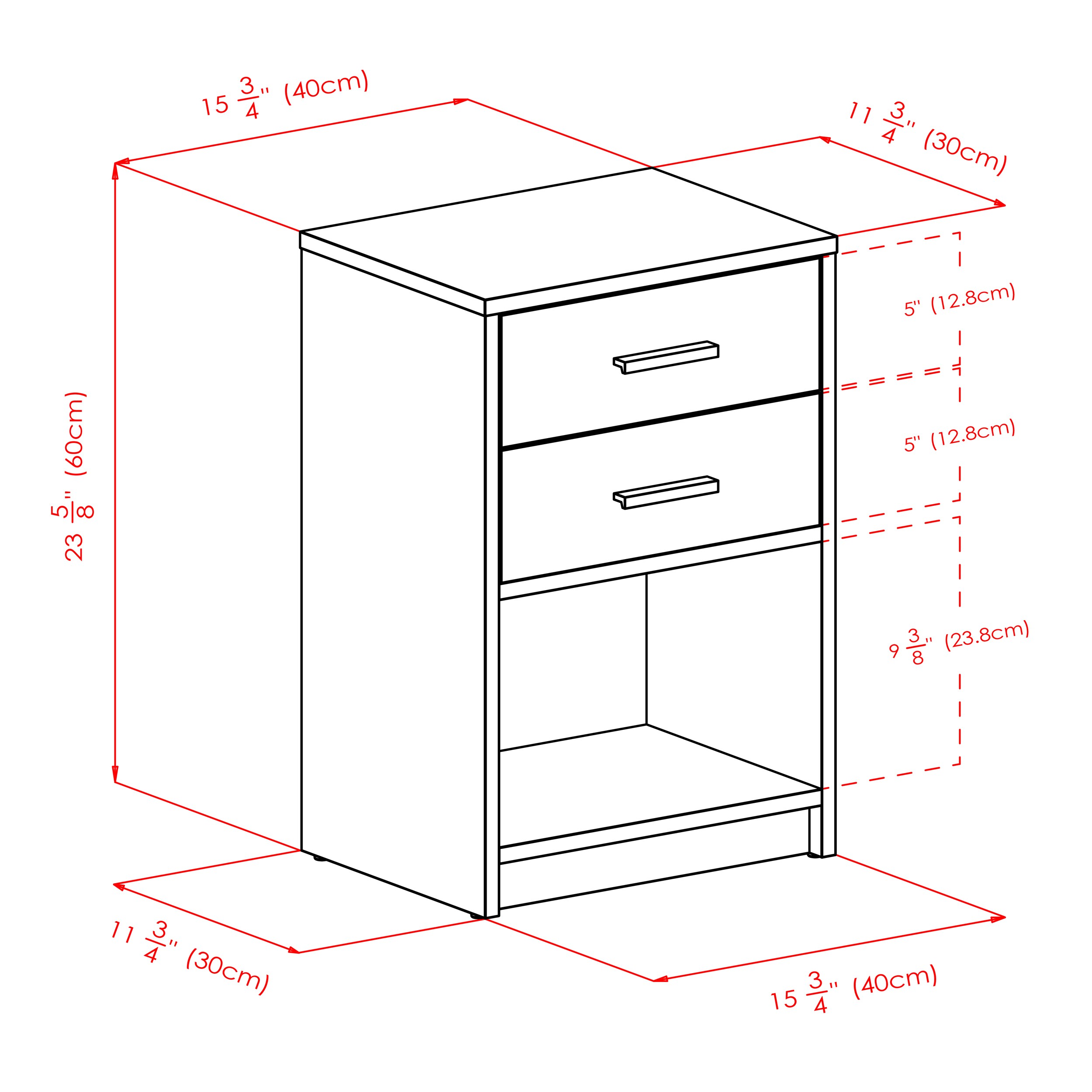 Winsome Wood Molina 2-Drawer Nightstand in Ash Gray Finish ...