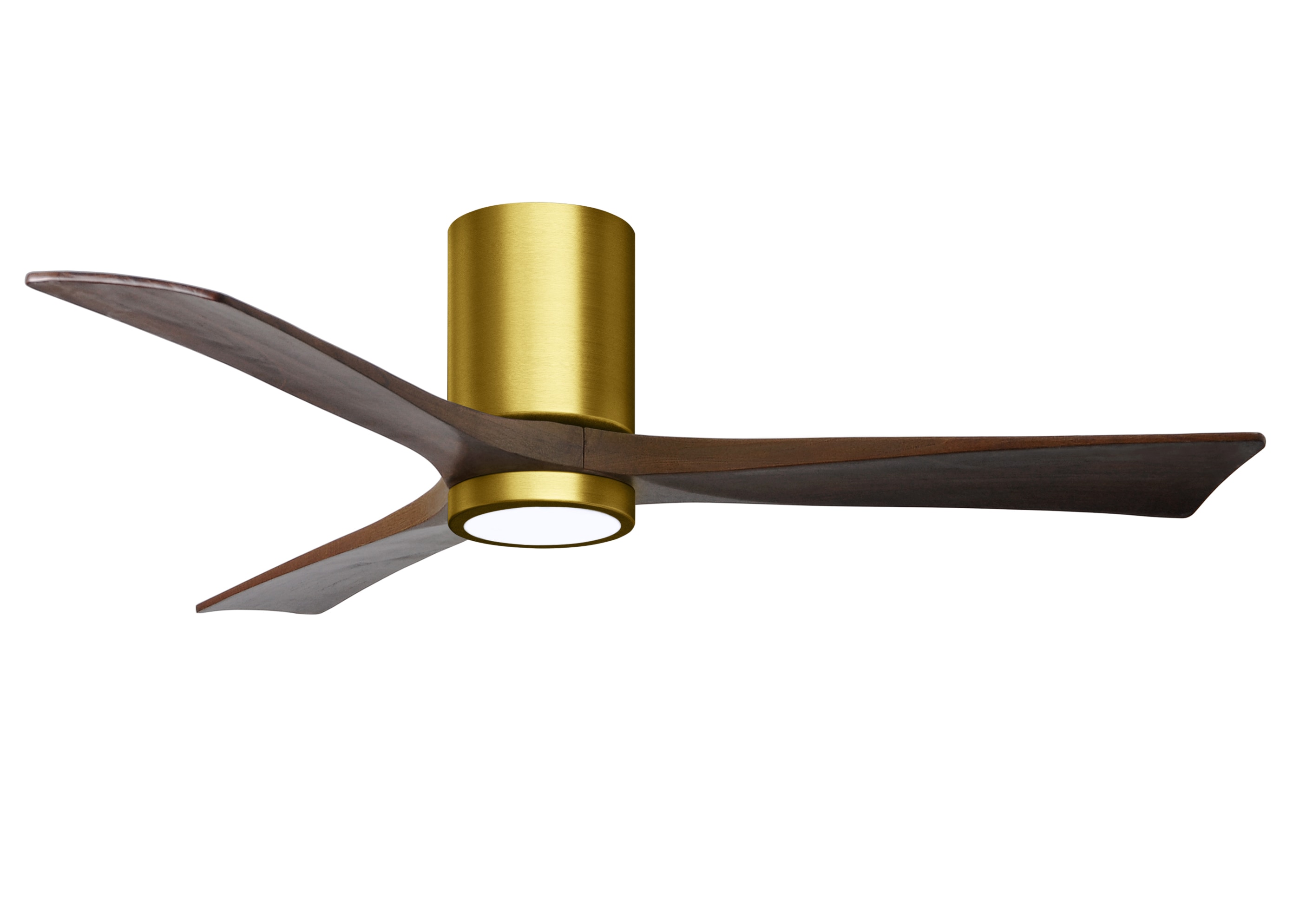 Matthews Fan Company IR3HLK-BRBR-WA-52 Irene-3HLK 52-in Color-Changing Integrated LED Outdoor Flush Mount Brushed Brass with Walnut Blades Ceiling Fan With Light - Remote Included ( 3 -Blade )
