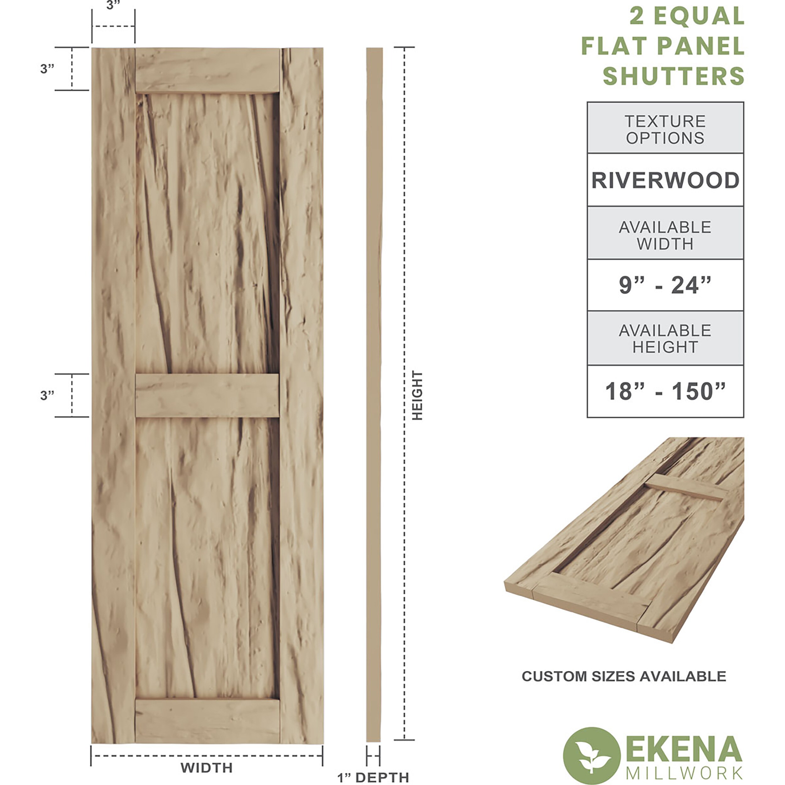 Ekena Millwork SHUFP12X24RWPR Exterior-Shutters - View #12