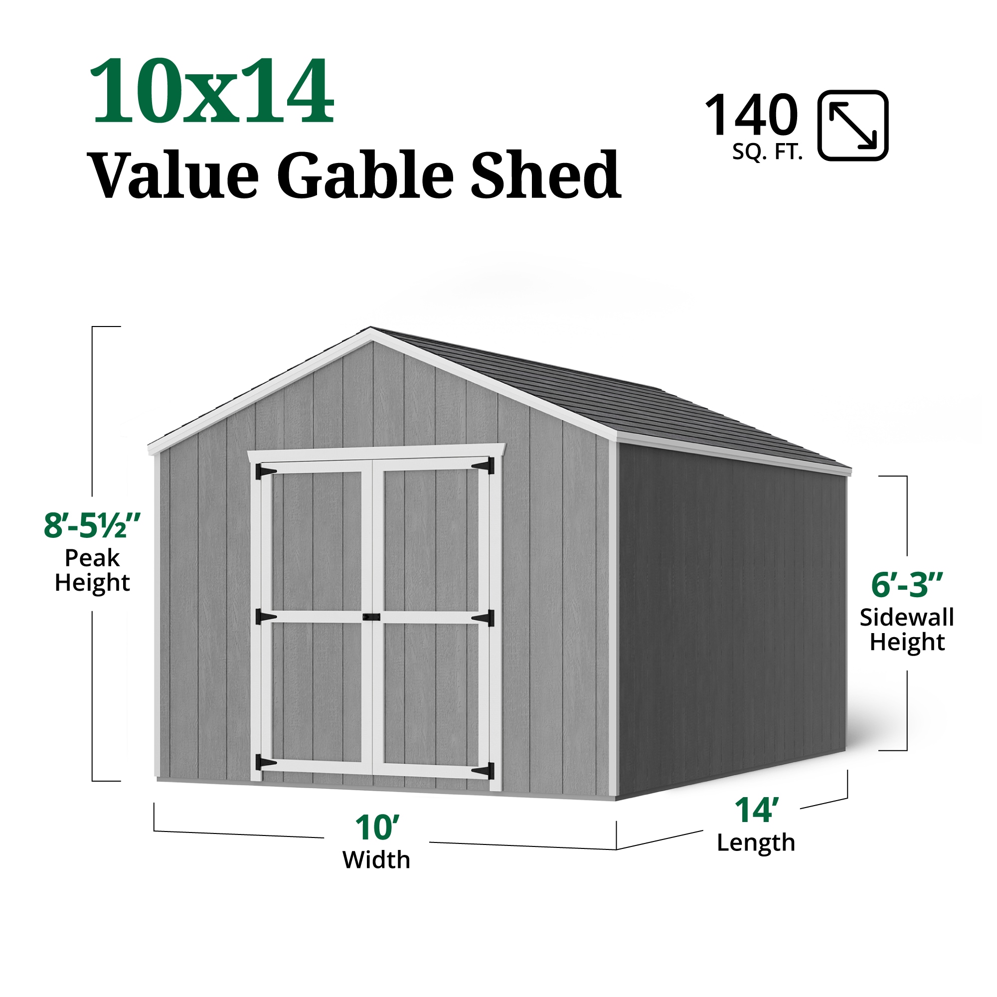 Little Cottage Co 10X14 VGS-PC Wood-Storage-Buildings - View #3