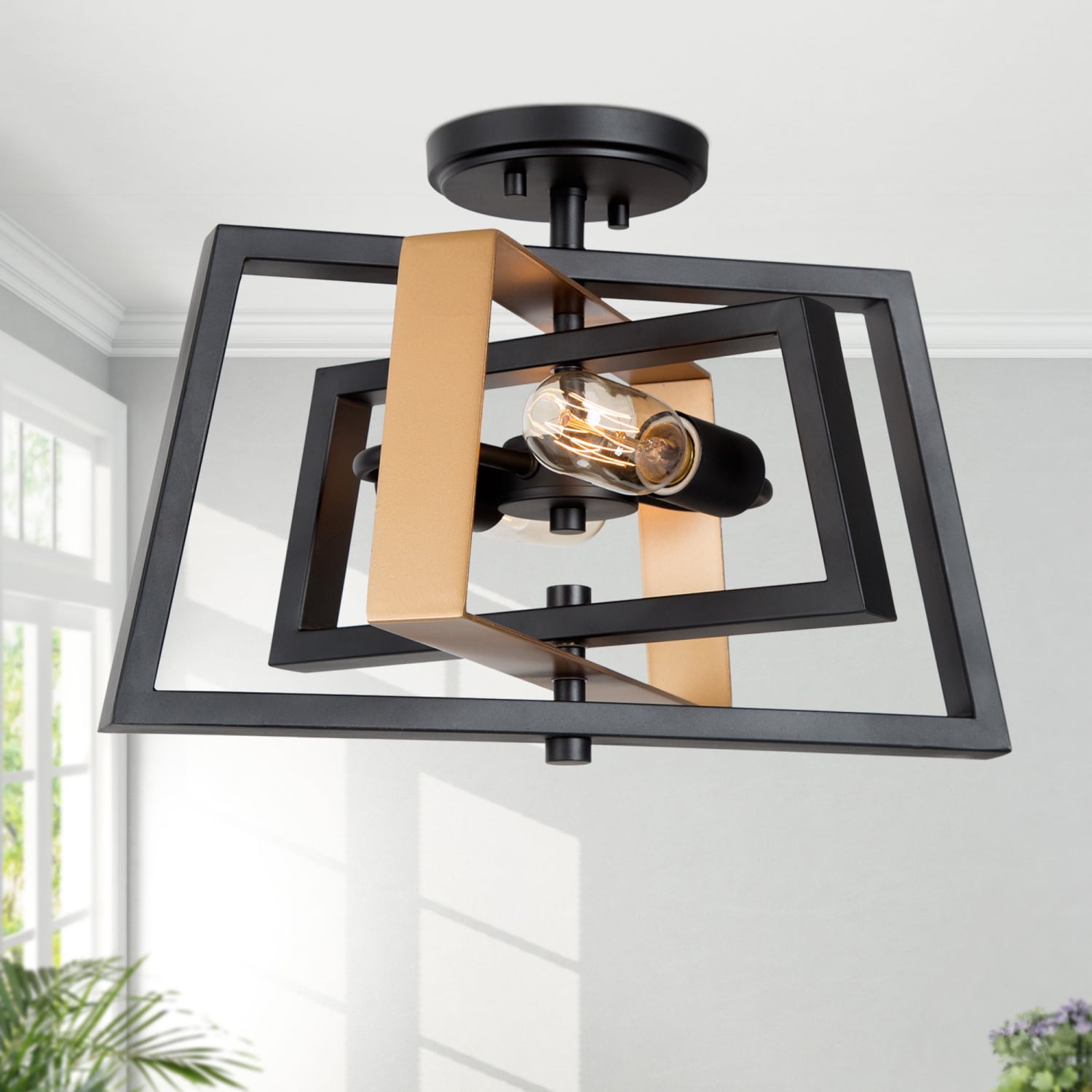 geometric semi flush mount