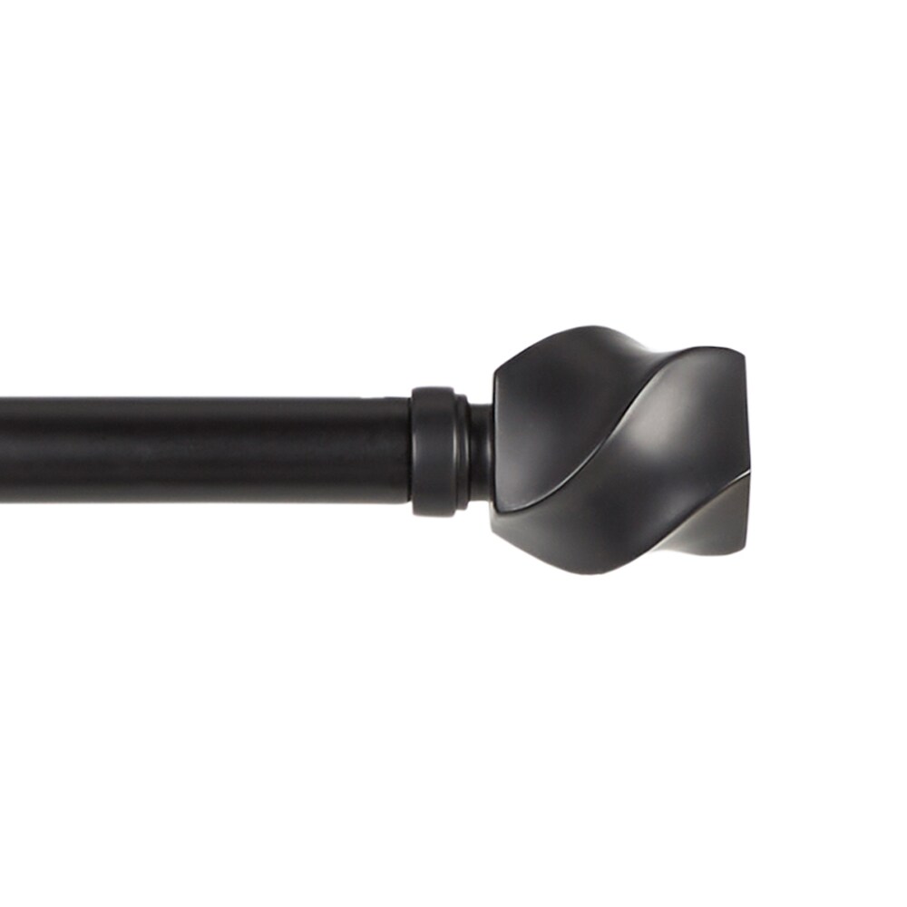 Exclusive Home RD014893DSEHA1 A112 Twist 1-in Curtain Rod and Coordinating Finial set, Matte Black, 36-72 in