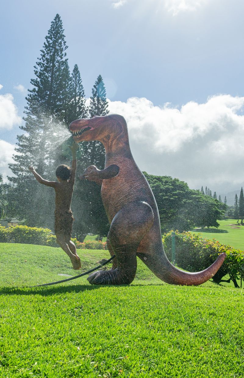 Giant Brown PVC T-Rex Sprinkler Over 6 Feet Tall