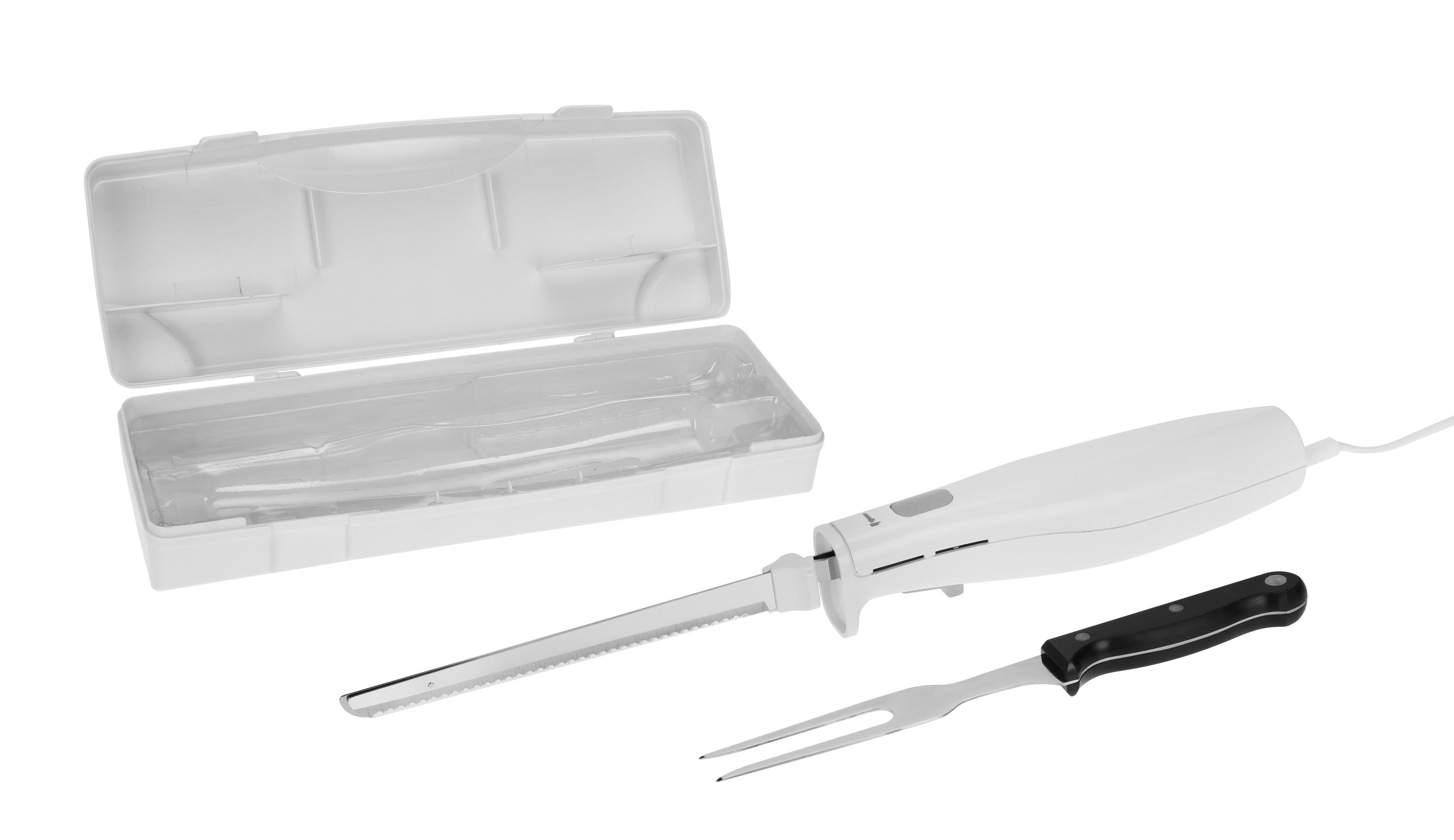 Kalorik White Electric Knife Carving Set - Stainless Steel Blade