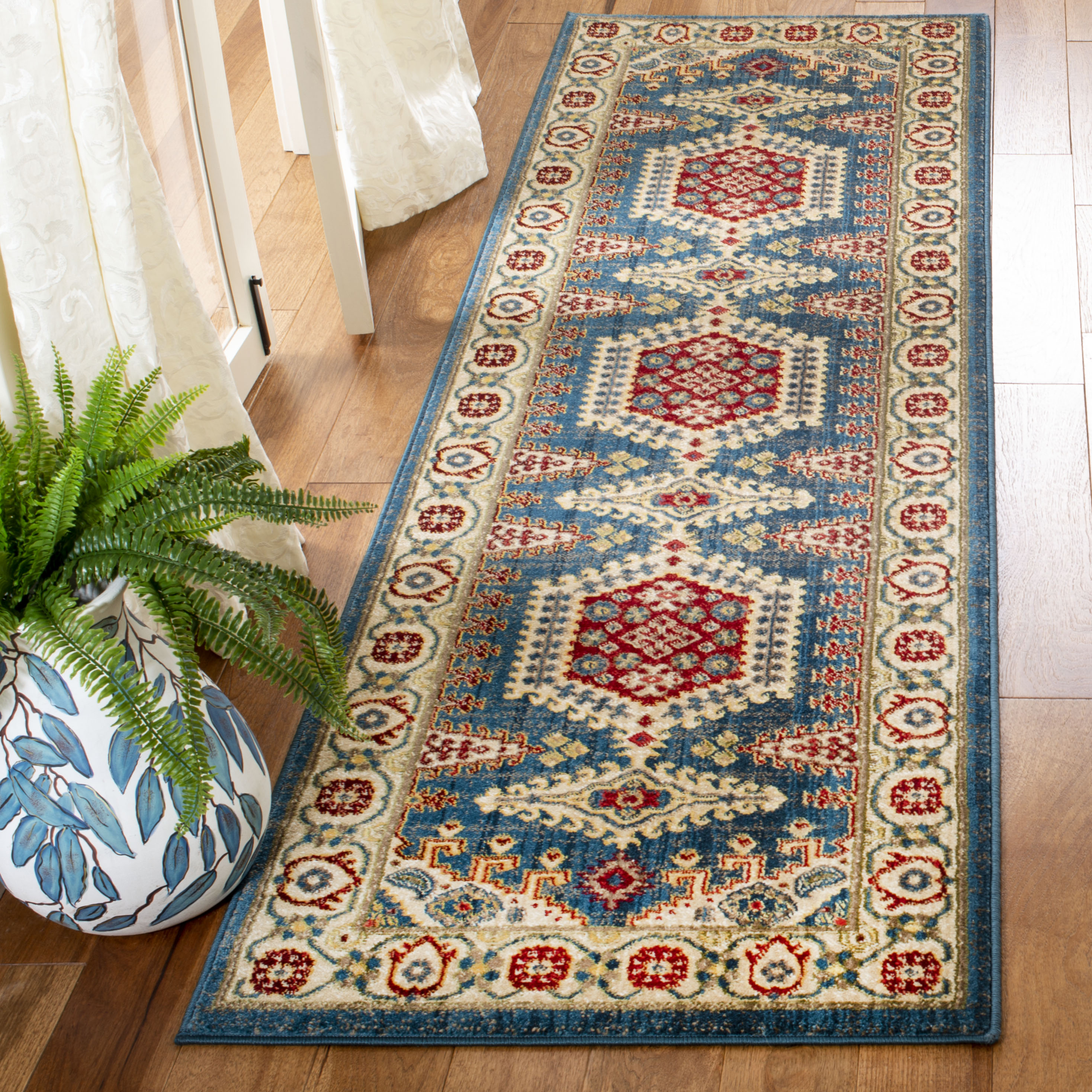 Kashan 308N Navy Ivory 2in-6ft x 8in Rug