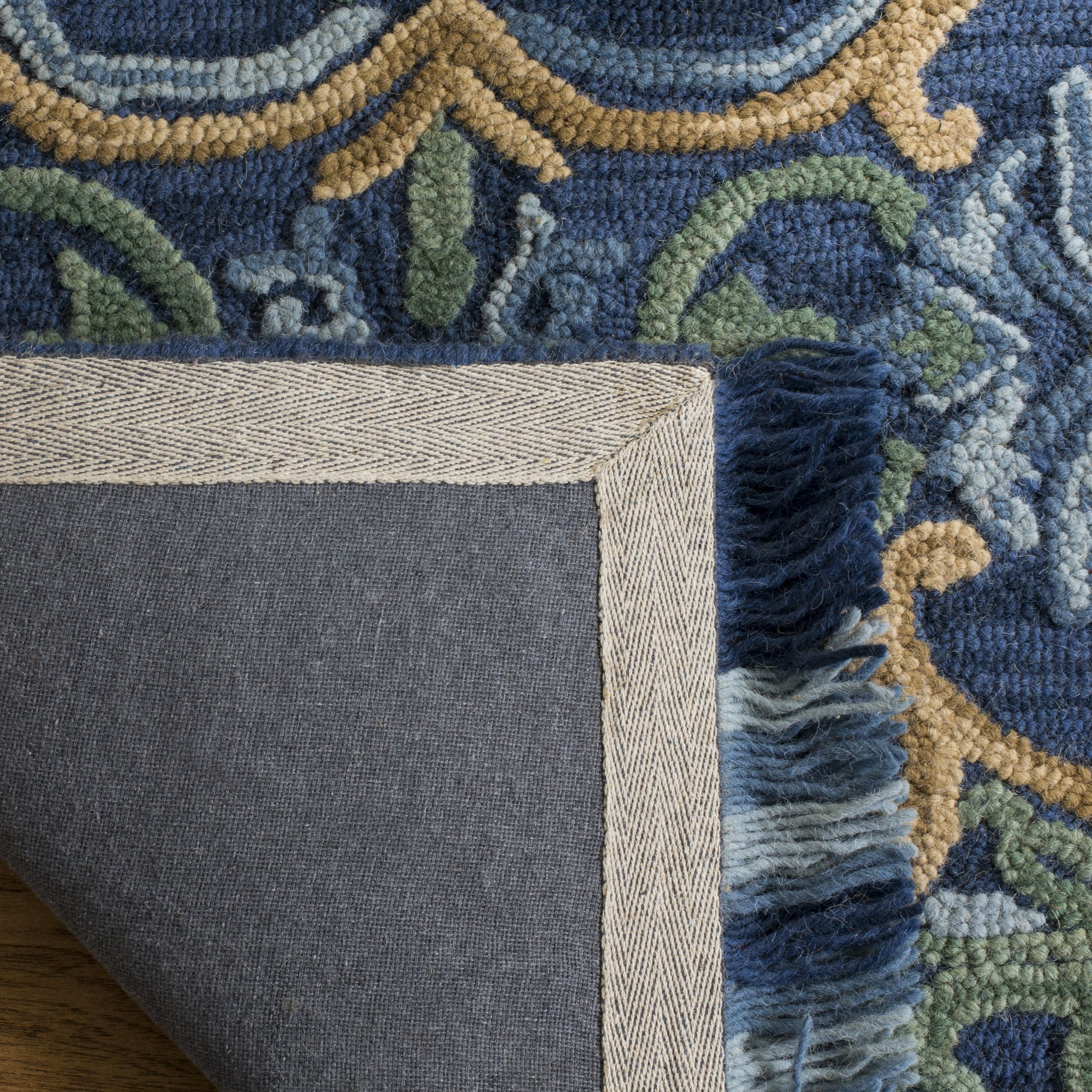 Handmade Tufted Blue Wool 8' x 10' Rectangular Area Rug