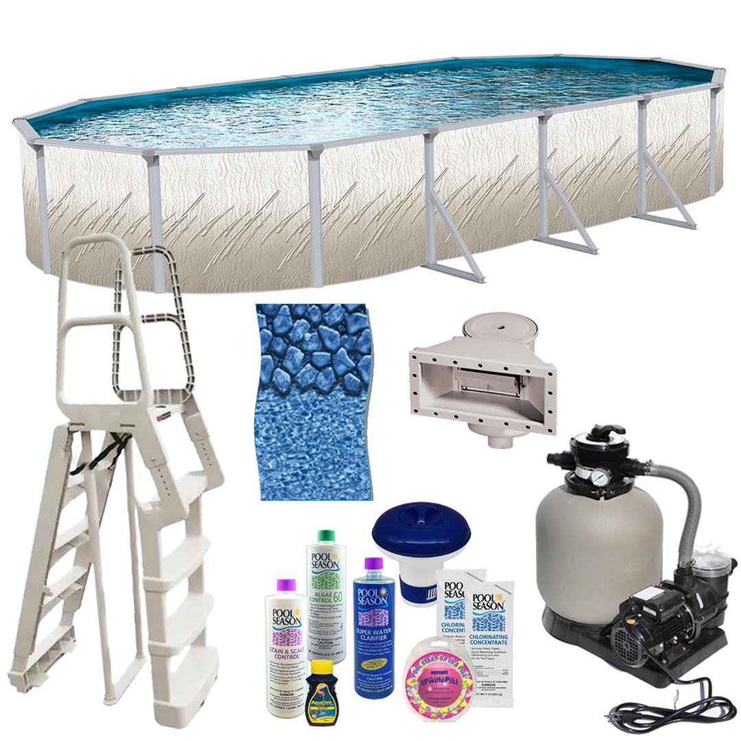 Atlantic Pools 18ftx33ftx52in Pocomo Pool Package Oval Steel Hard Wall Pocomo Above-Ground Pool Package #AG-PP-4041
