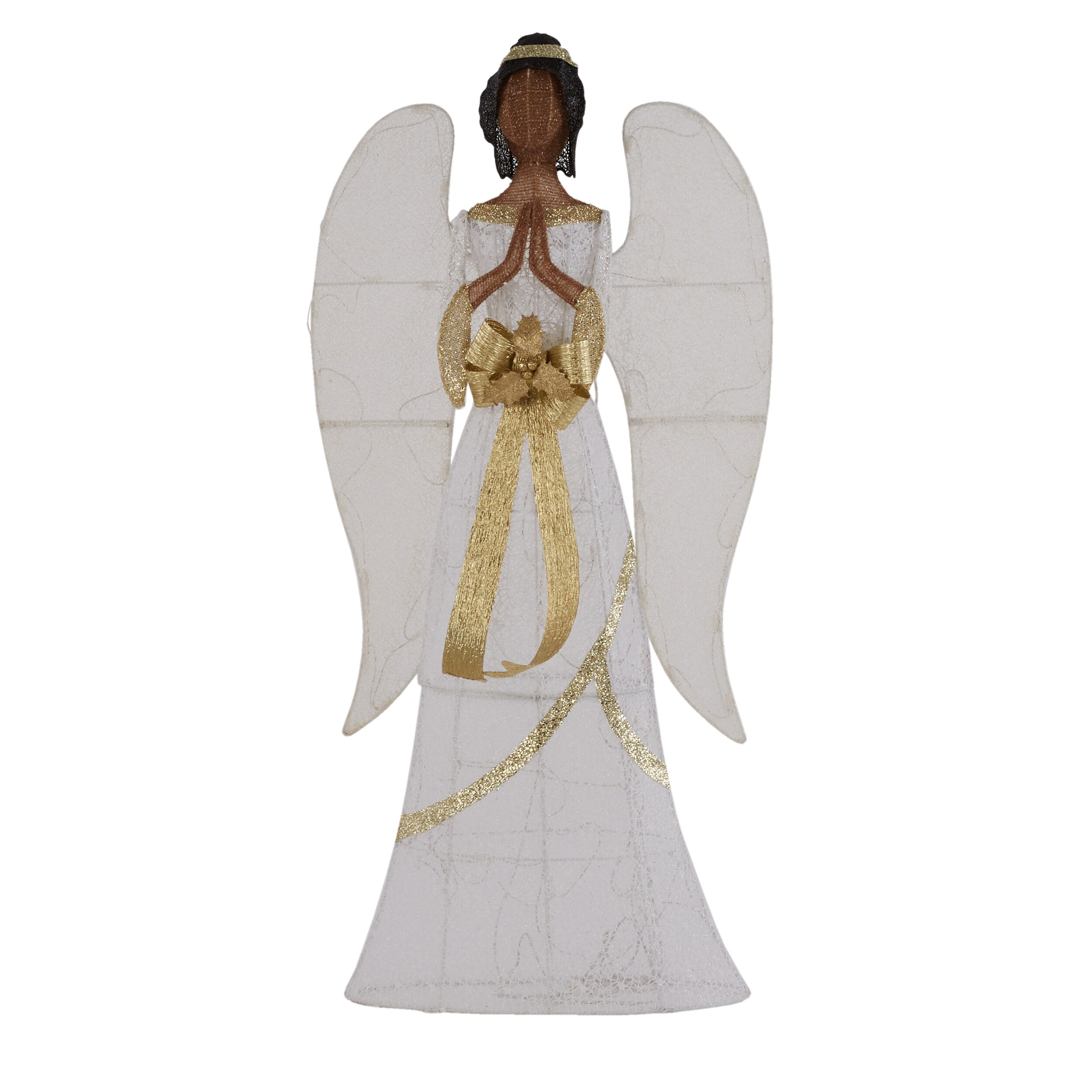 3.5 FT tall Holiday Time African American Praying Angel Purple Robe Lights Up 