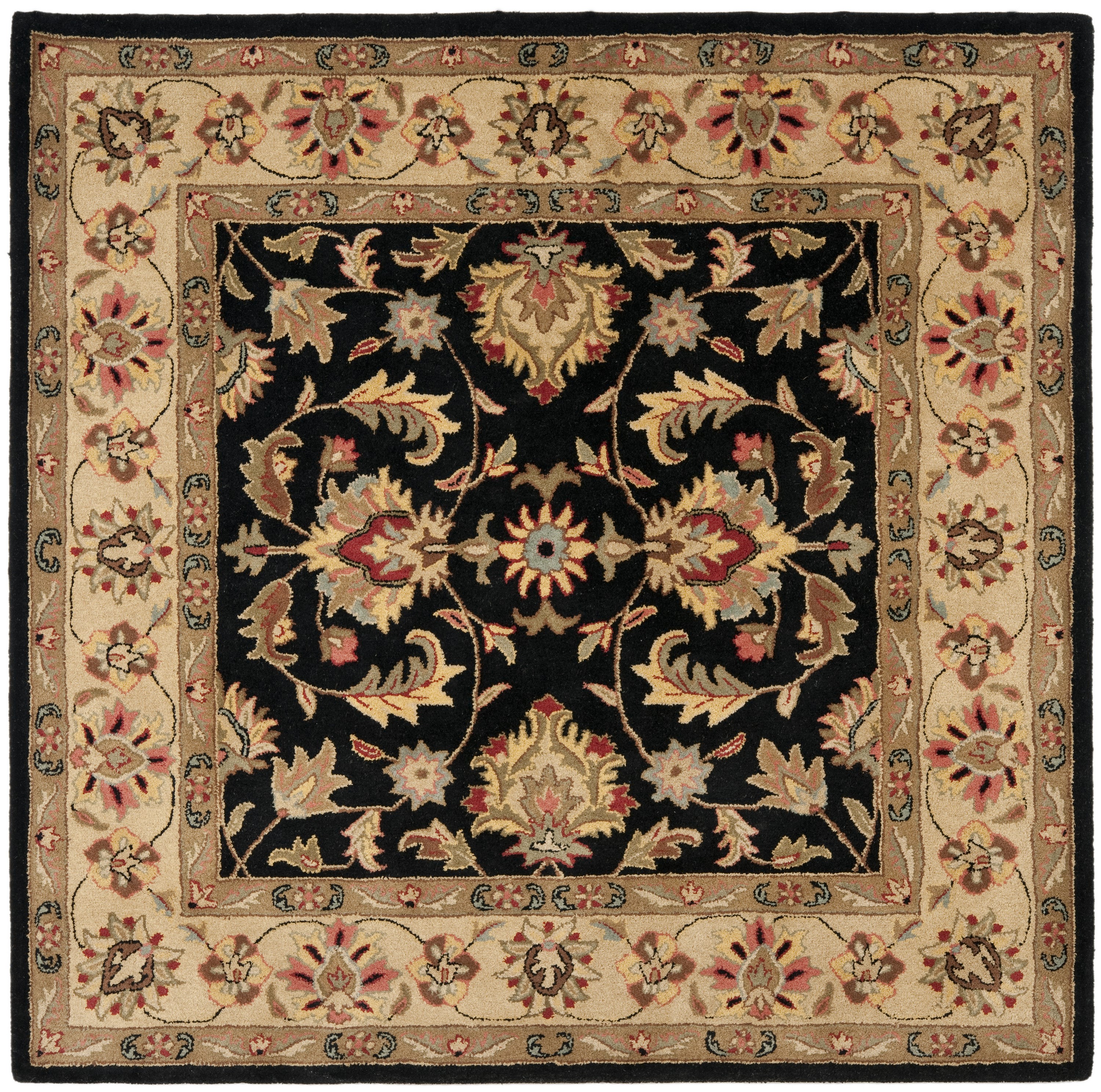 Hand-Tufted Black and Gold Wool Square Area Rug