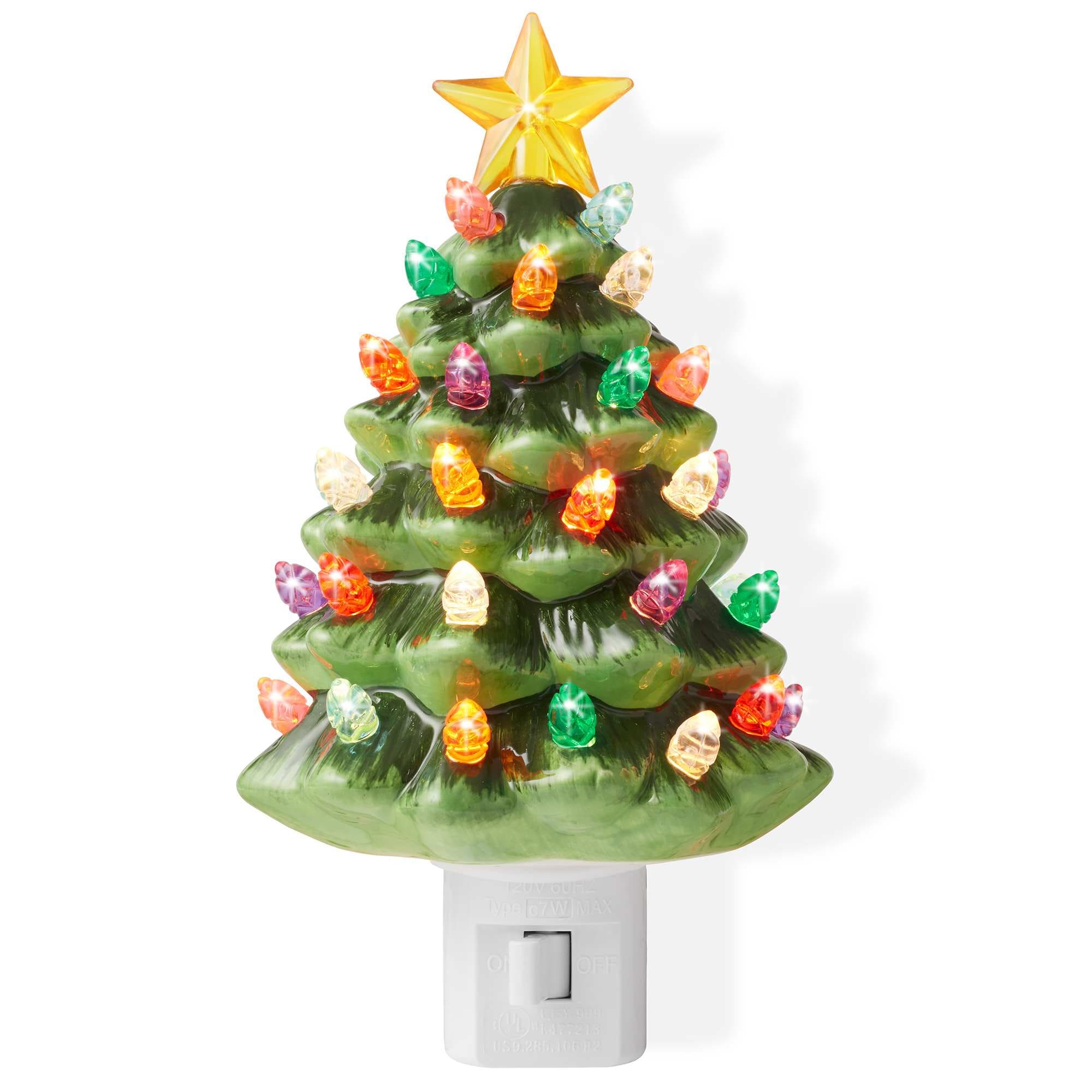 Casafield SZN-NL-821-GRN Ceramic Green Christmas Tree Plug-in Decorative Night Light