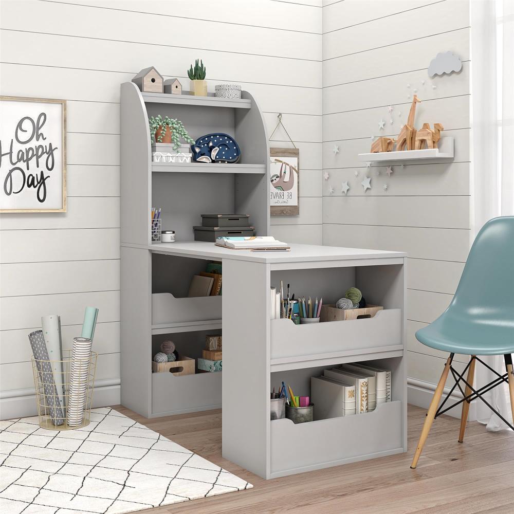 Ameriwood Dove Gray Student Desk with Hutch