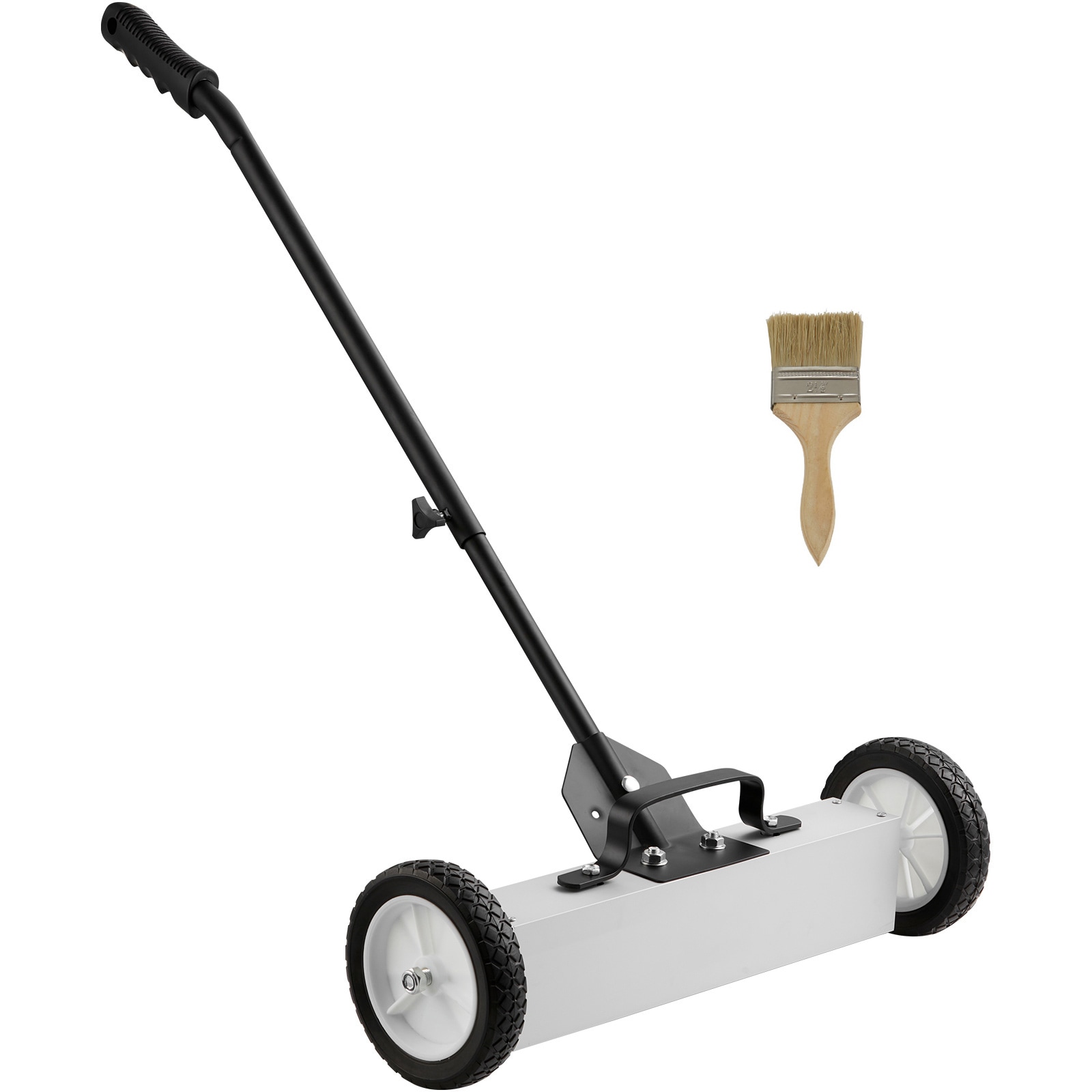GIVIMO 18-in Magnetic Sweeper Push Cart 45-lb Pull with 7-in Rubber Wheels and 30.3-44.5-in Telescoping Quick-Release 13.2-lb Nail Screw Debris Pick-Up #ZMLW014GIVSS1036