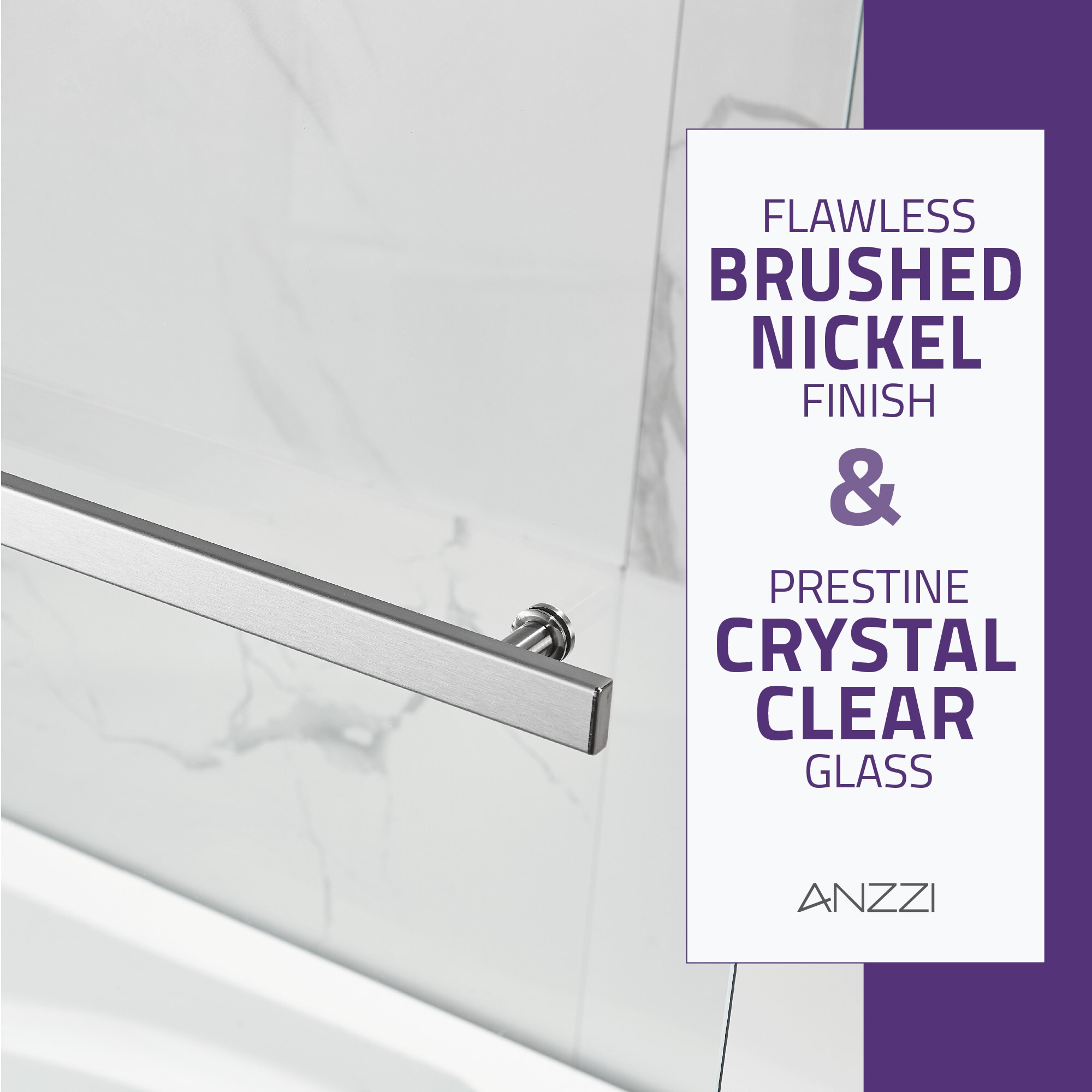 Galleon 48" x 58" Brushed Nickel Frameless Tub Door