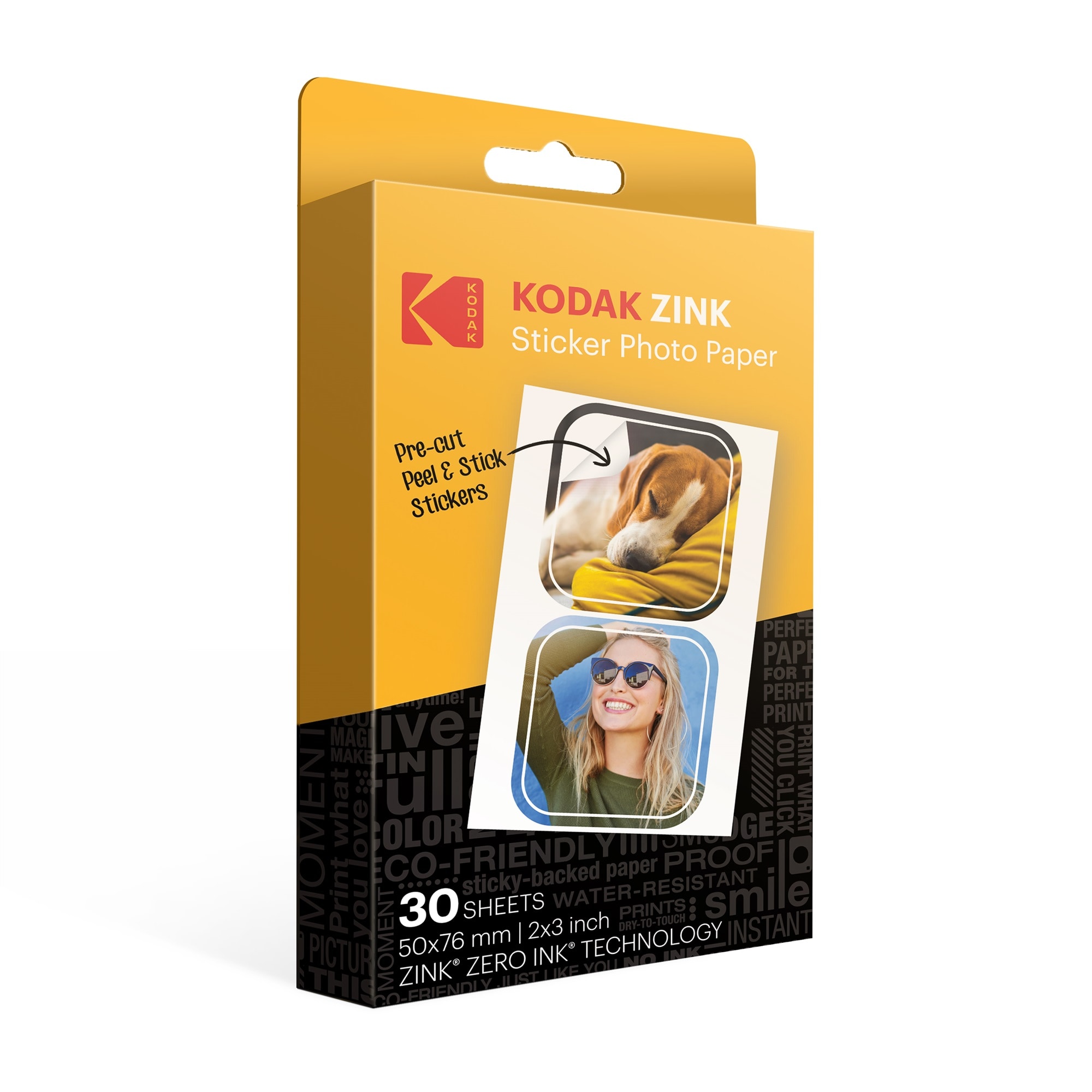 Kodak Premium Pre Cut Sticker Zink Photo Paper 2x3 30 Sheets Compatible with Step Printer