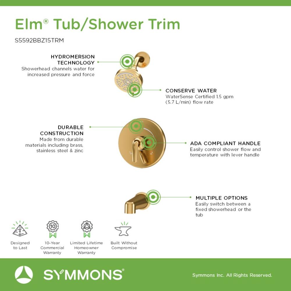 Symmons S5592BBZ15TRM Tub-Shower-Faucets - View #3