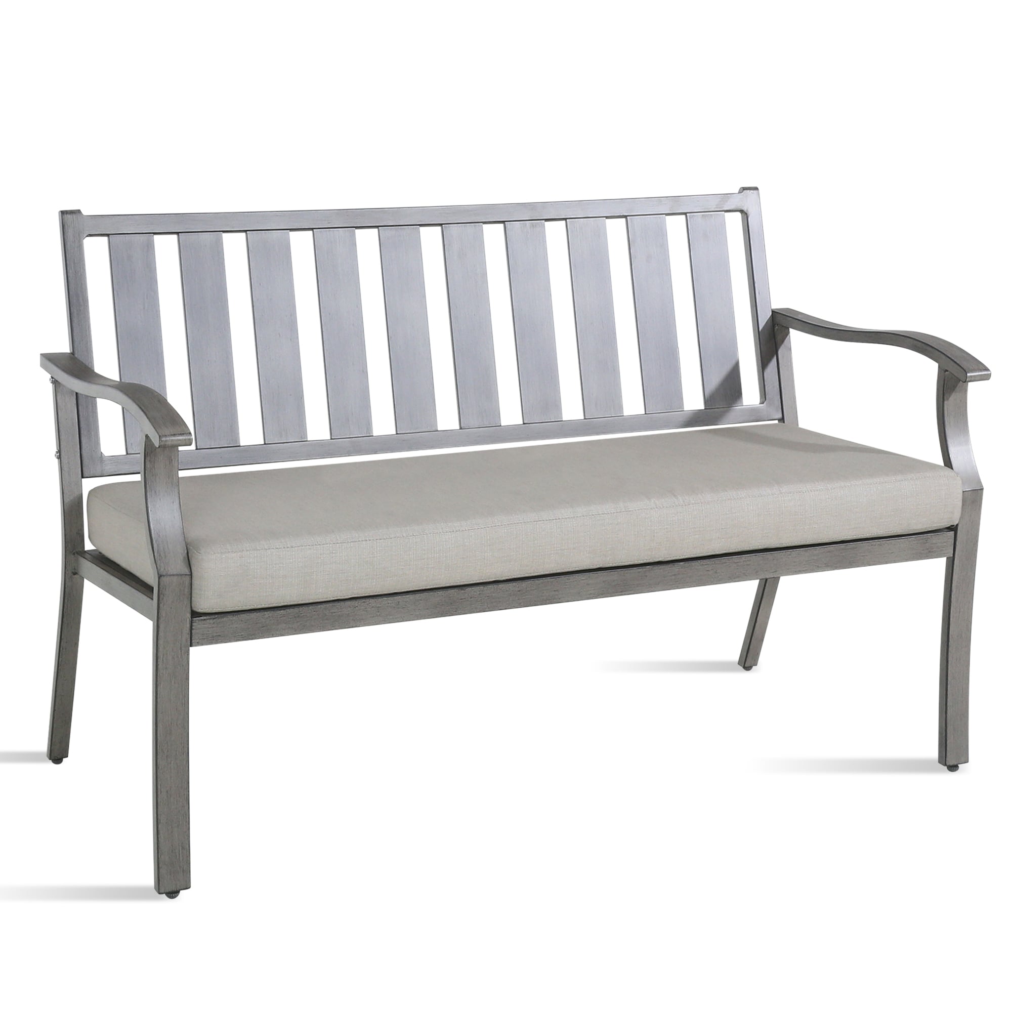 PEAK HOME FURNISHINGS 970434 Outdoor Dining Bench 50-in W x 32.5-in H Beige Aluminum Love seat Bench
