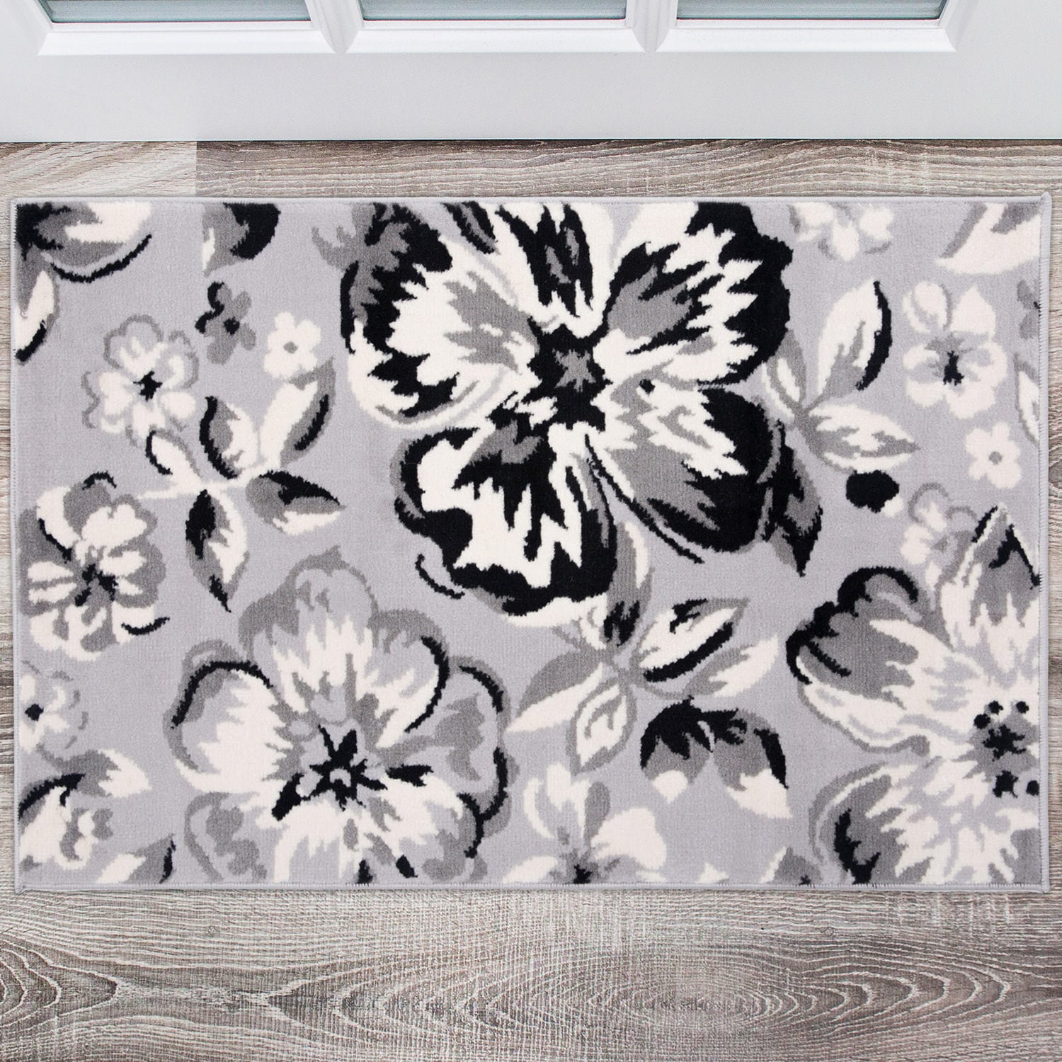 World Rug Gallery 9098 GRAY 2X3 Hudson 2 x 3 (ft) Loomed Polypropylene Gray Rectangular Indoor Floral/Botanical Mid-Century Modern Area rug