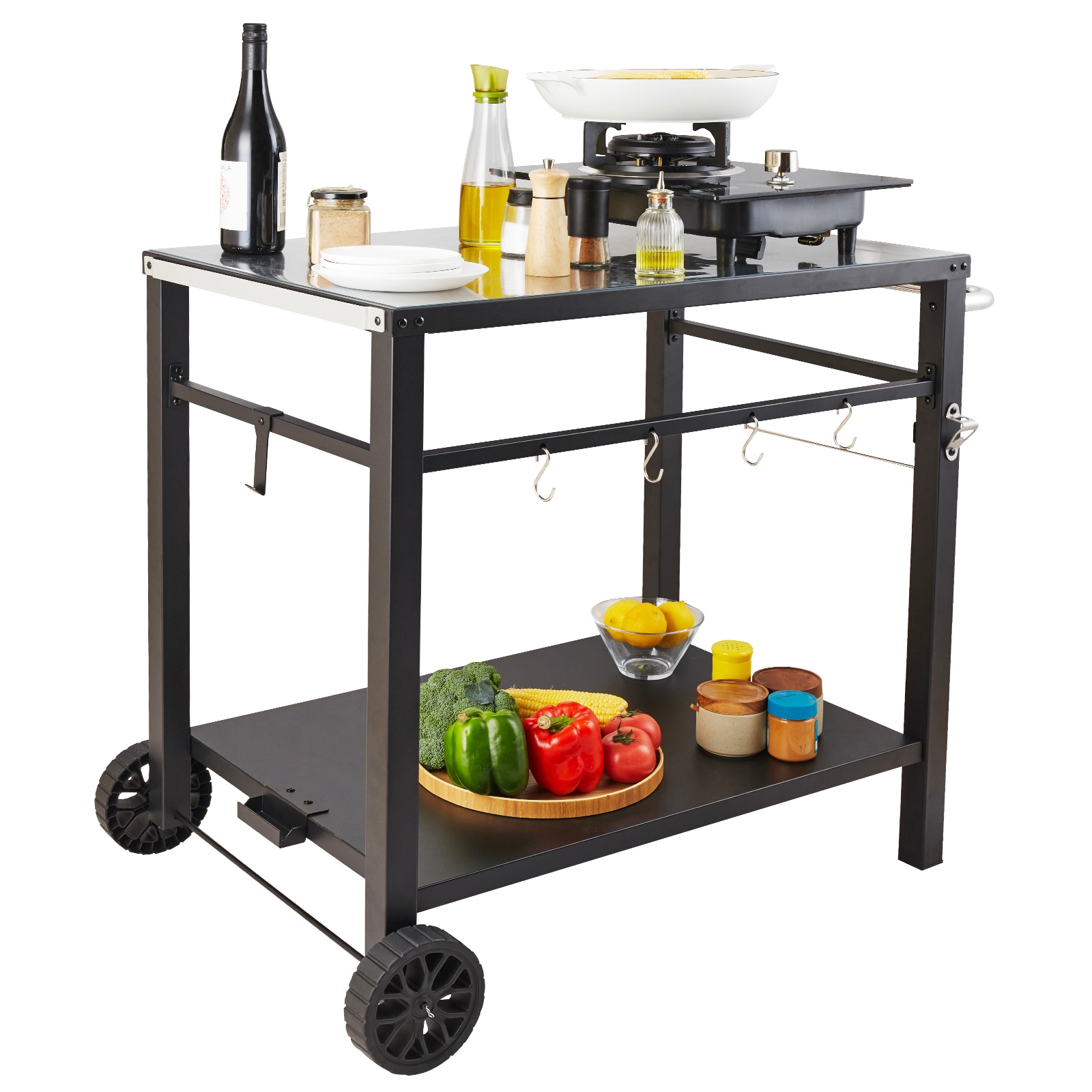 SVOPES SVOPESJSHWBCT02511V0 Outdoor Grill Dining Cart Black Steel Grill cart