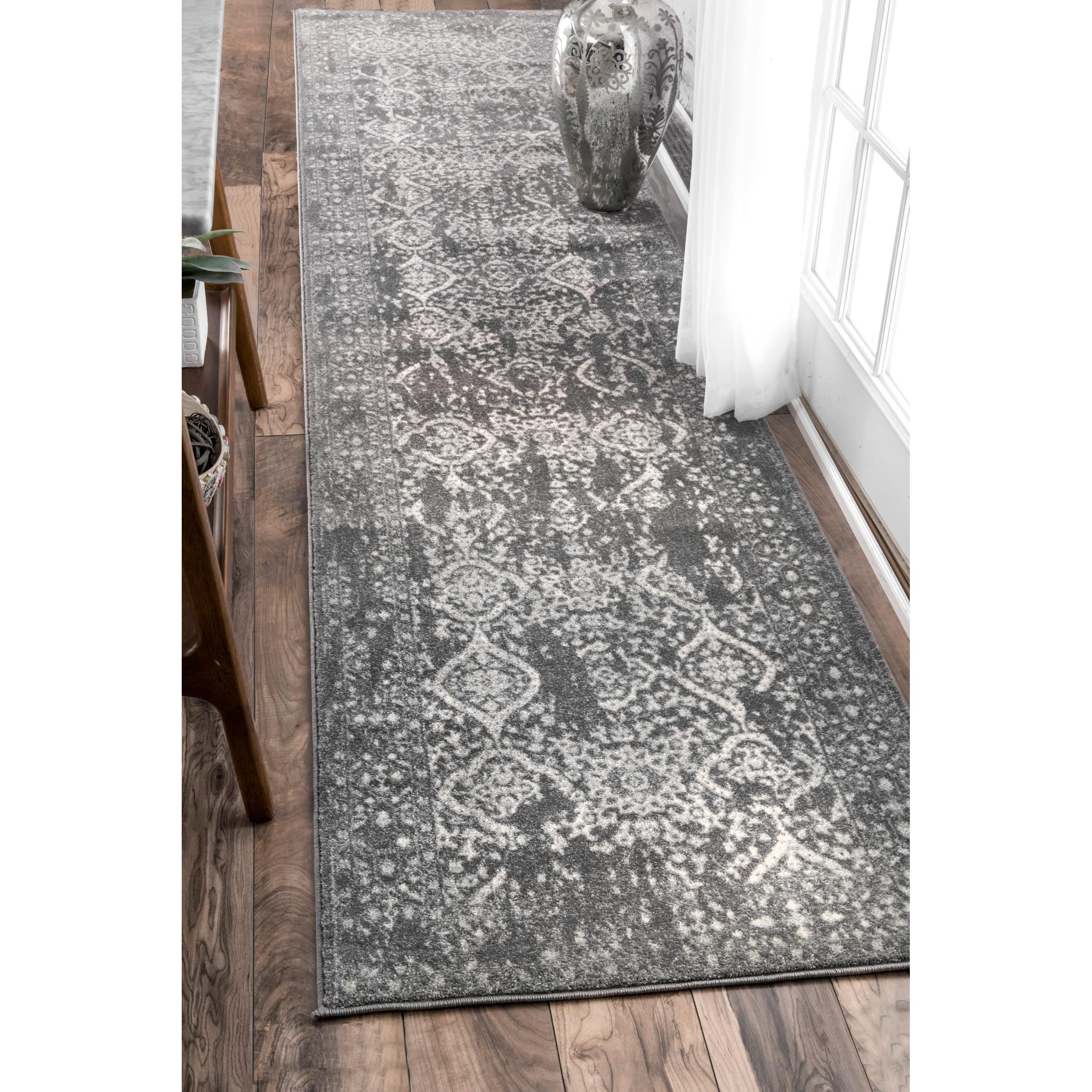 nuLOOM RZBD21C-2606 Odell 2 x 6 (ft) Loomed Polypropylene Silver Rectangular Indoor Floral/Botanical Runner rug