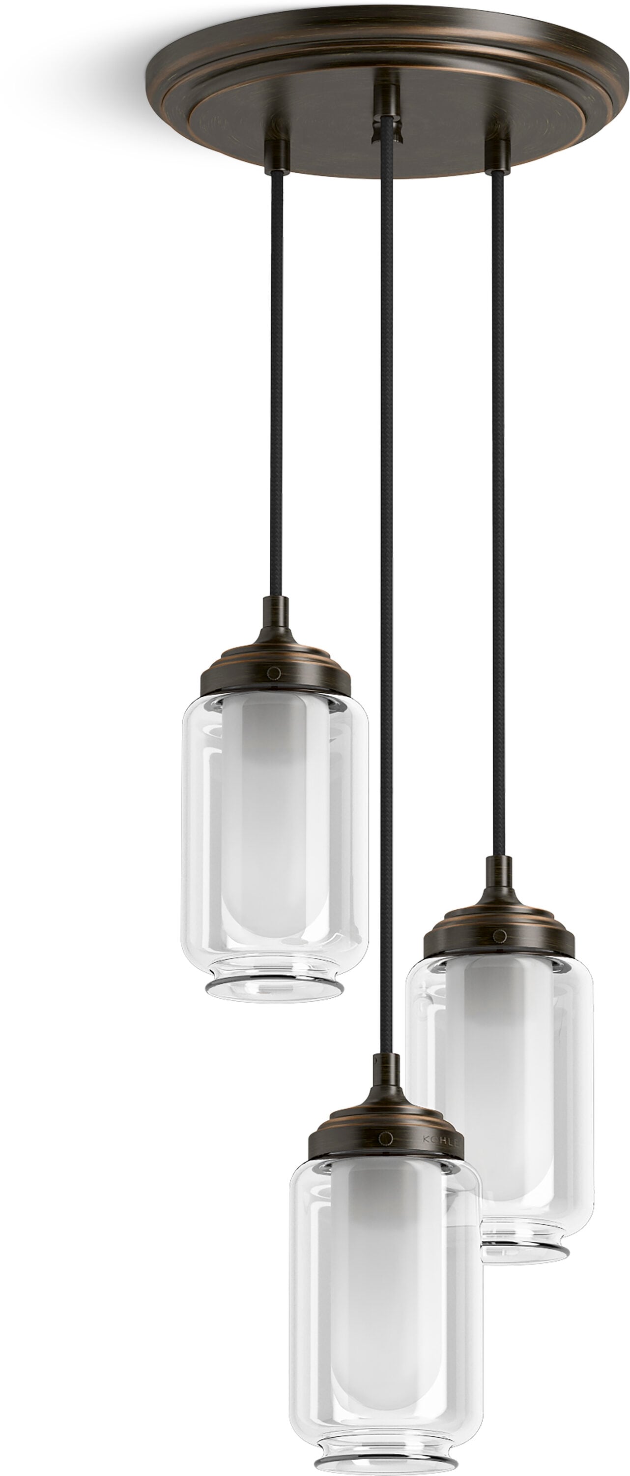 Oil-Rubbed Bronze Glass Three-Light Pendant