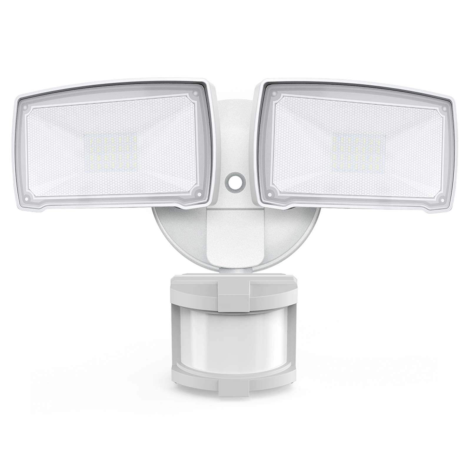 Oyezvary  30W LED Security Motion Sensor Outdoor Flood Light 3200 Lumens 5500K IP65 Waterproof Hardwired 2 Head for Garage Yard Porch 1 Piece