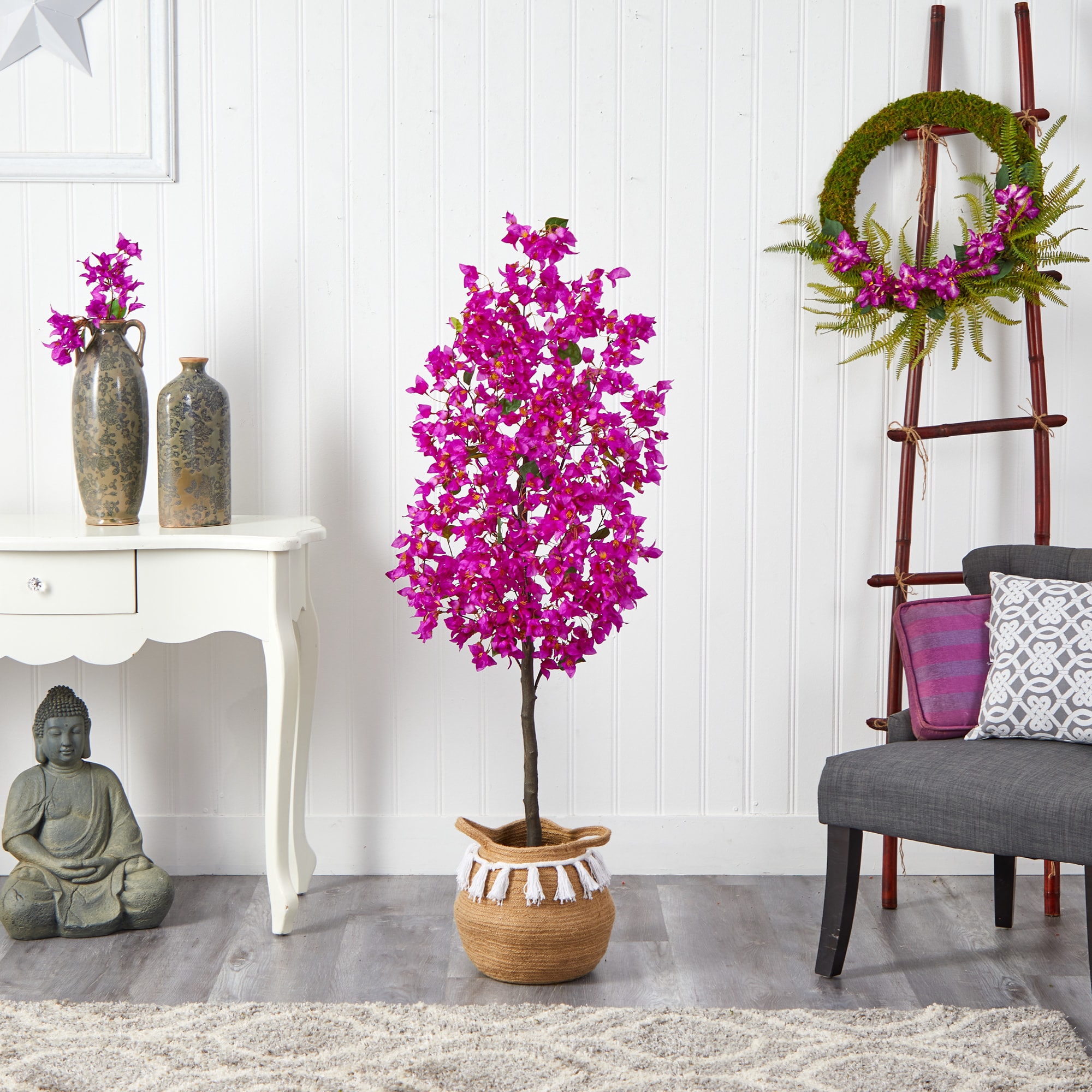 Nearly Natural 60-in Pink Indoor Bougainvillea Artificial Tree T3423-PP ...