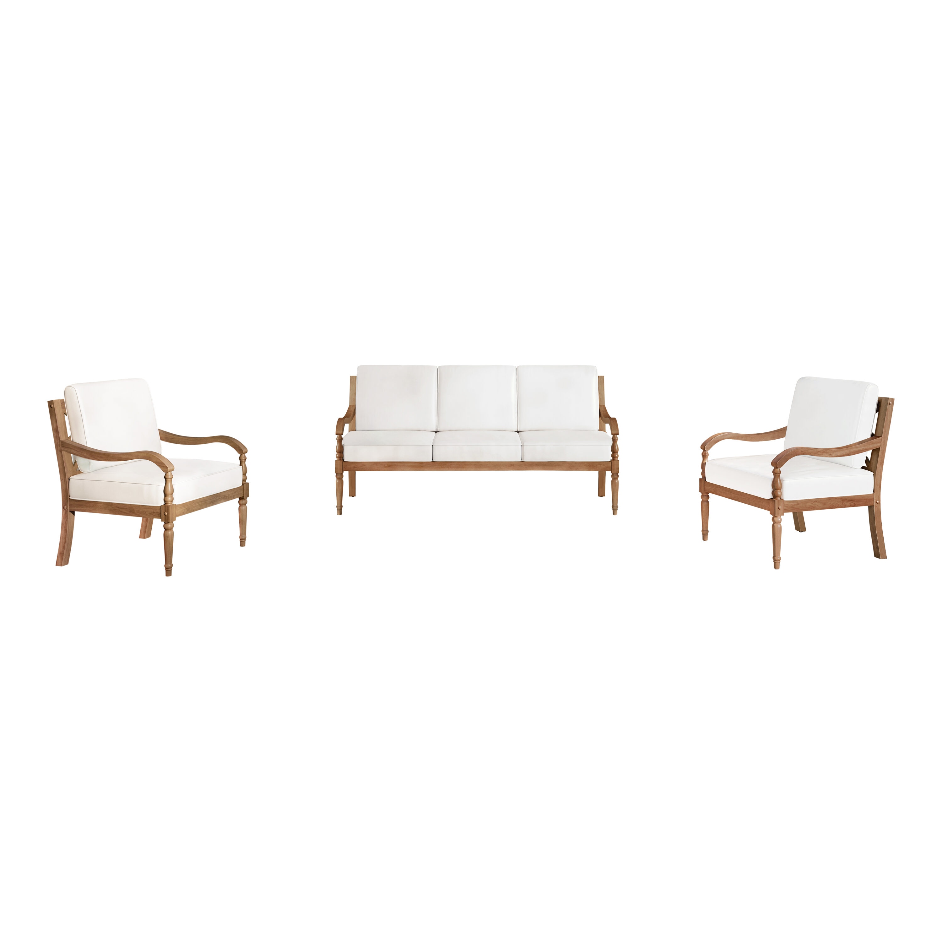 MANHATTAN SQUARE 60-841-3P Savannah 3 -Piece Patio Sofa Conversation Set with White Cushions