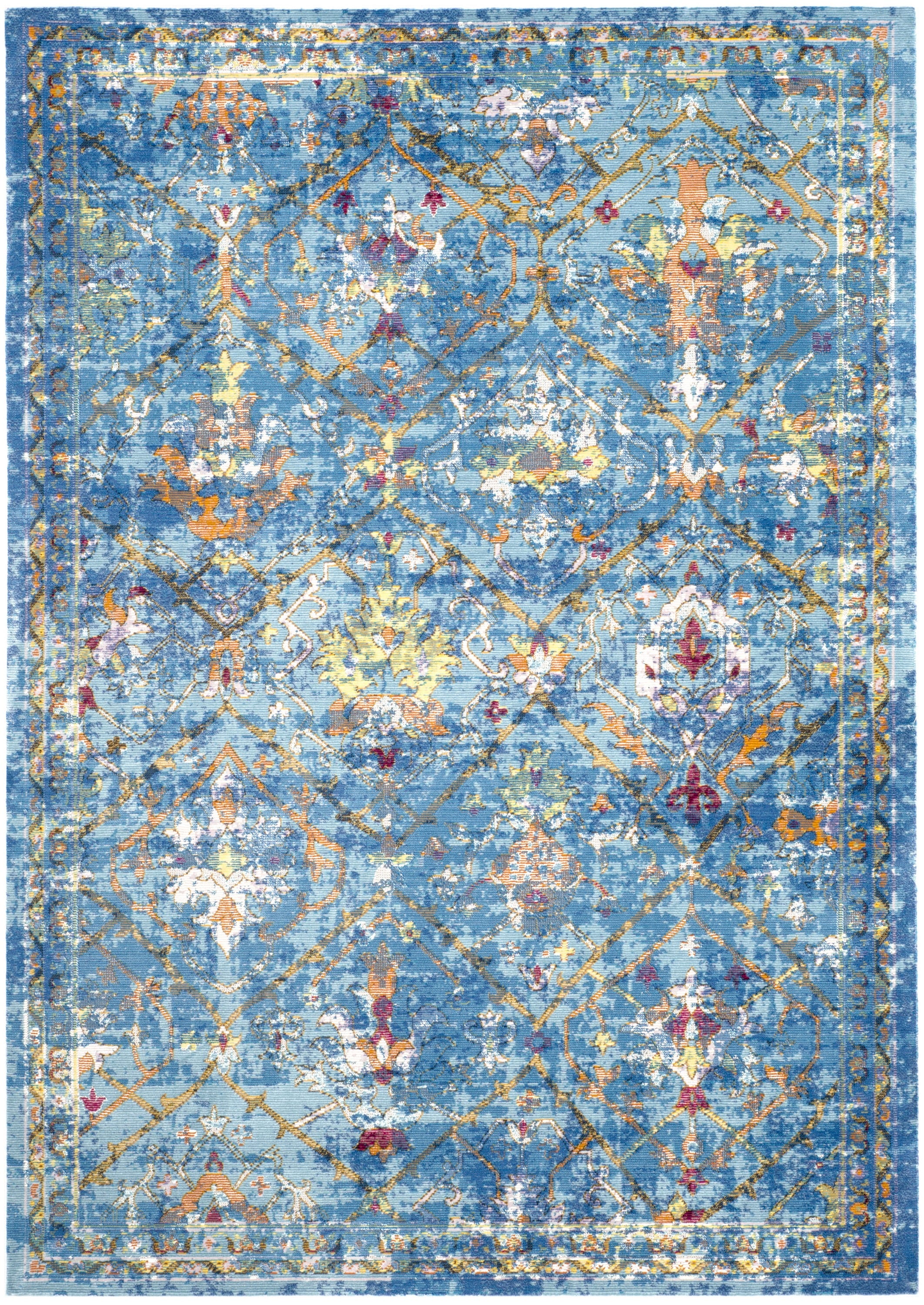Aria Blue Synthetic 4' x 6' Reversible Rectangular Area Rug