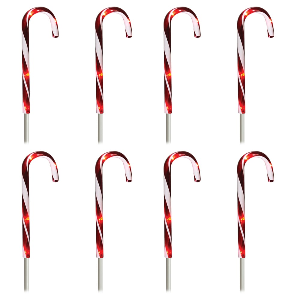 Brite Star 48-559-00 16-Inches Freestanding Candy cane Pathway marker with Red LED Lights