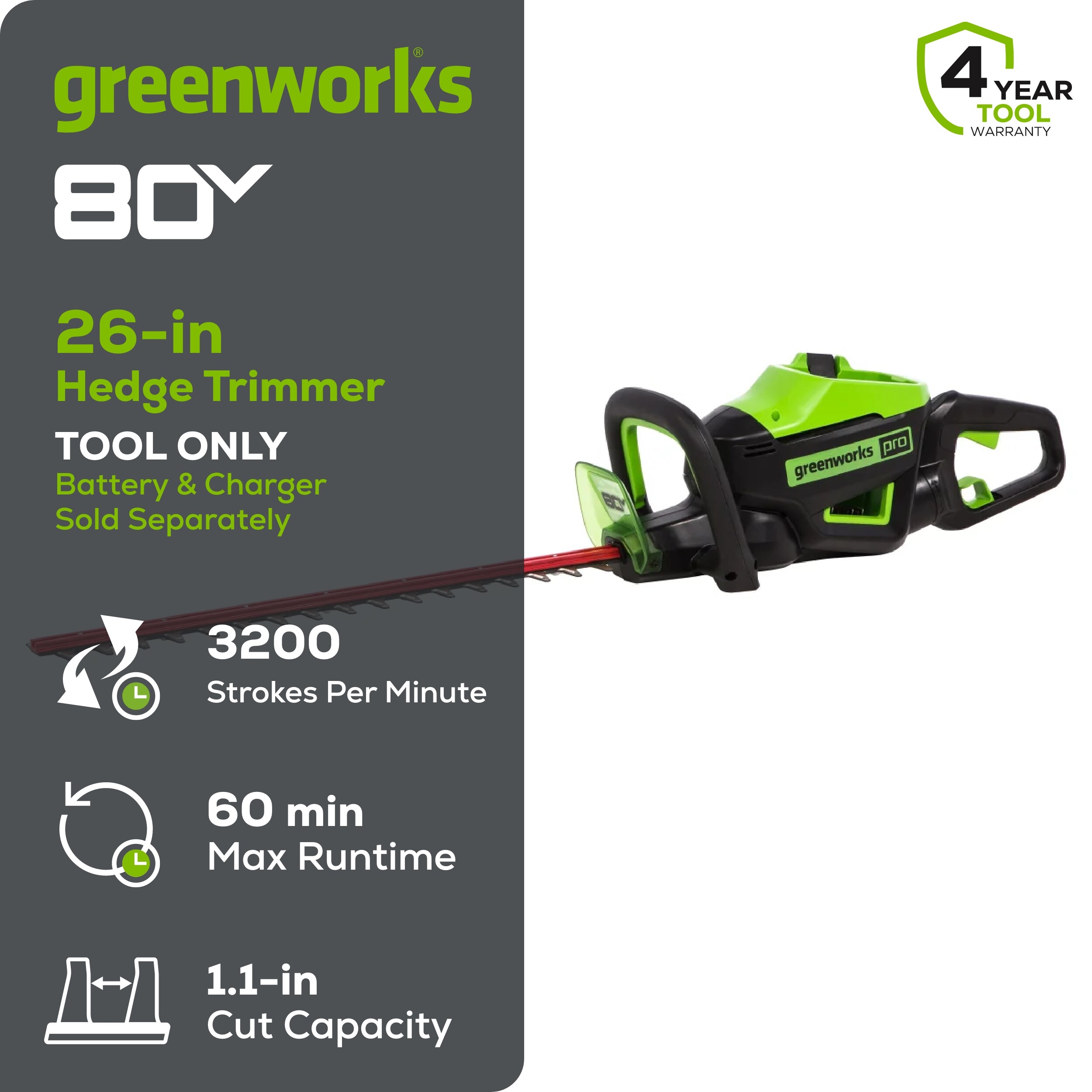 Greenworks HT80L02 Cordless-Hedge-Trimmers - View #2