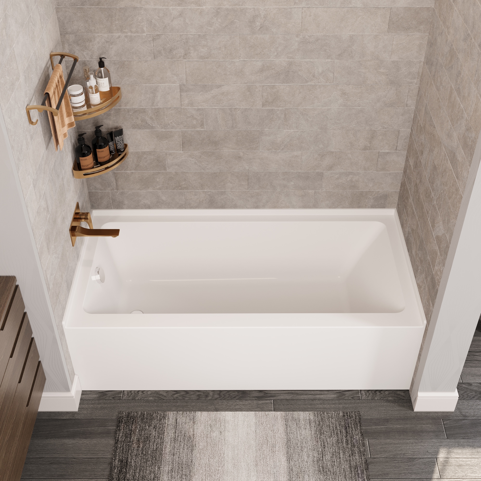 DeerValley DV-1T0195L 30-Inches x 60-Inches White Acrylic Rectangular Alcove Soaking bathtub Drain ( Left Drain )