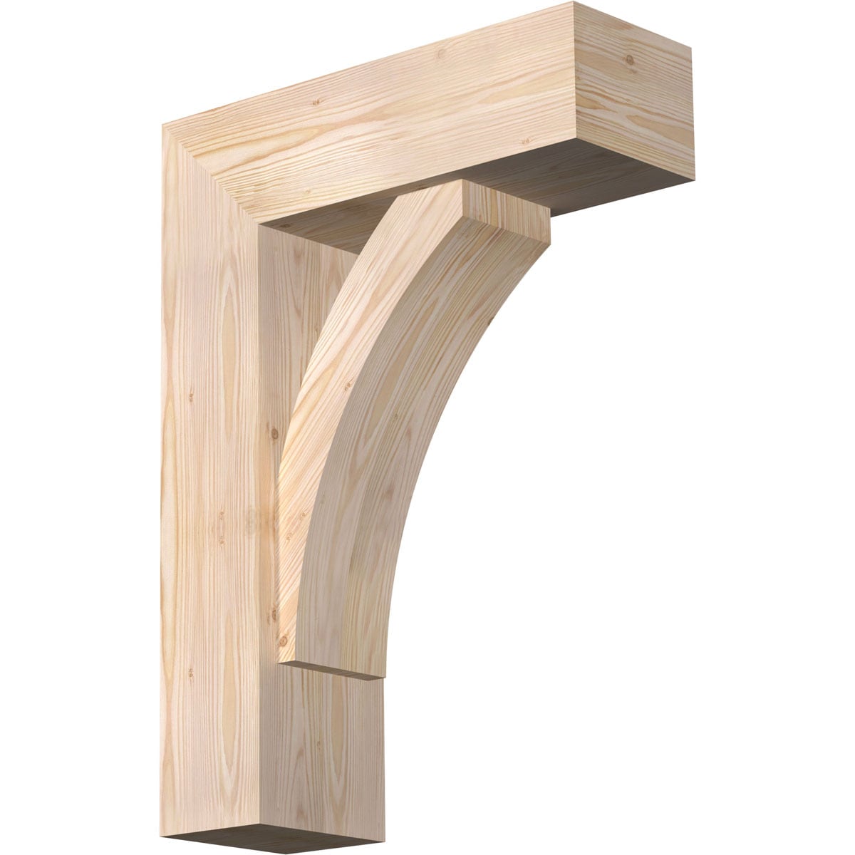 Ekena Millwork 1464172 Thorton block smooth bracket with offset brace Douglas Fir Wood Standard Bracket