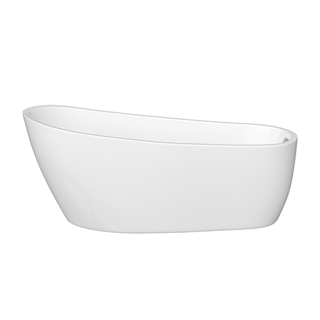 Topcraft 27.56-in x 55.12-in White Acrylic Freestanding Soaking Bathtub ...