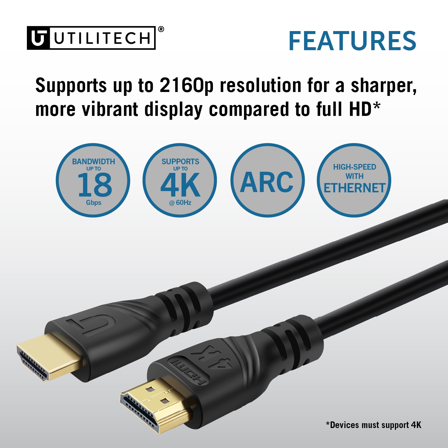 Utilitech HD4K12FT-BL Hdmi-Cables - View #3
