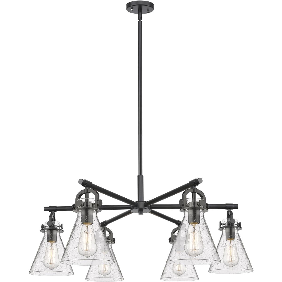 Innovations Lighting - 410-6CR-BK-G411-7SDY Newton Cone Chandelier Matte Black