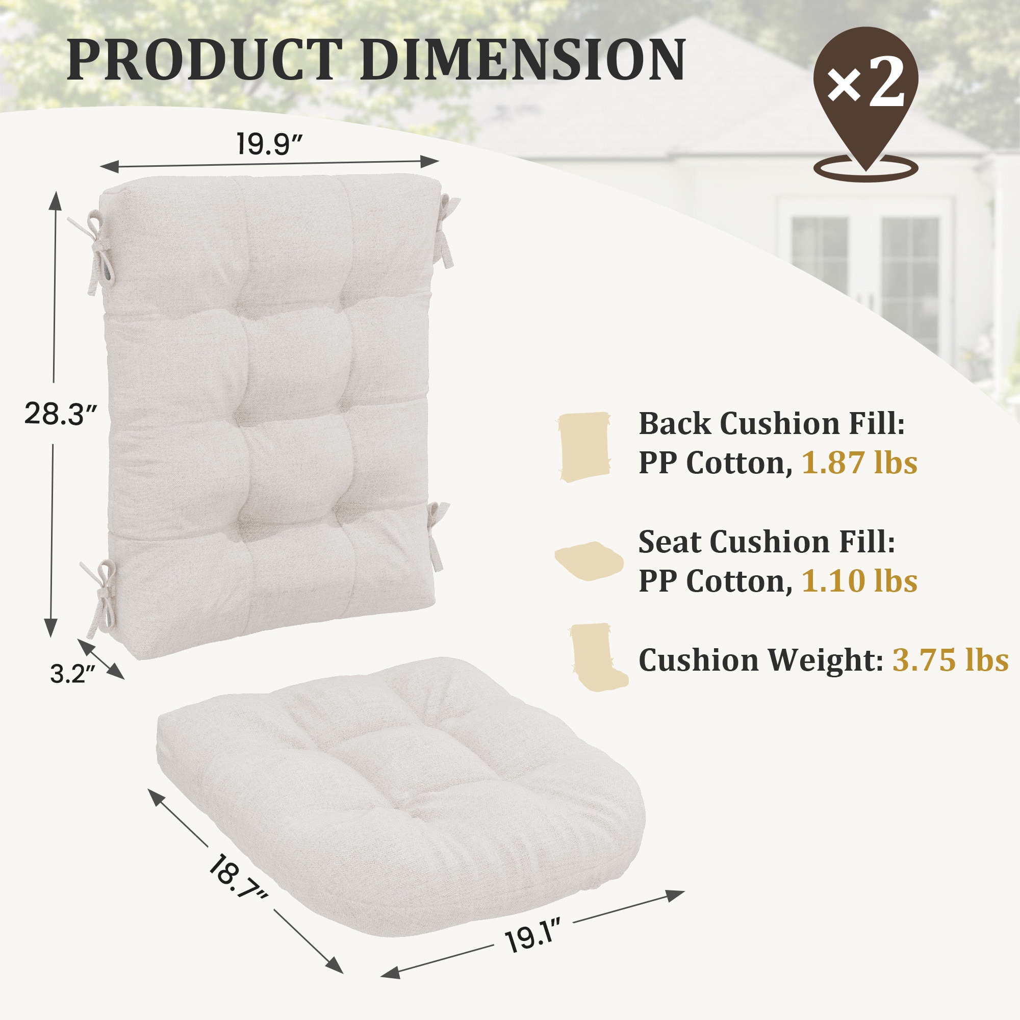 VOUA AK-YYZKD2-RICE Patio-Furniture-Cushions - View #3