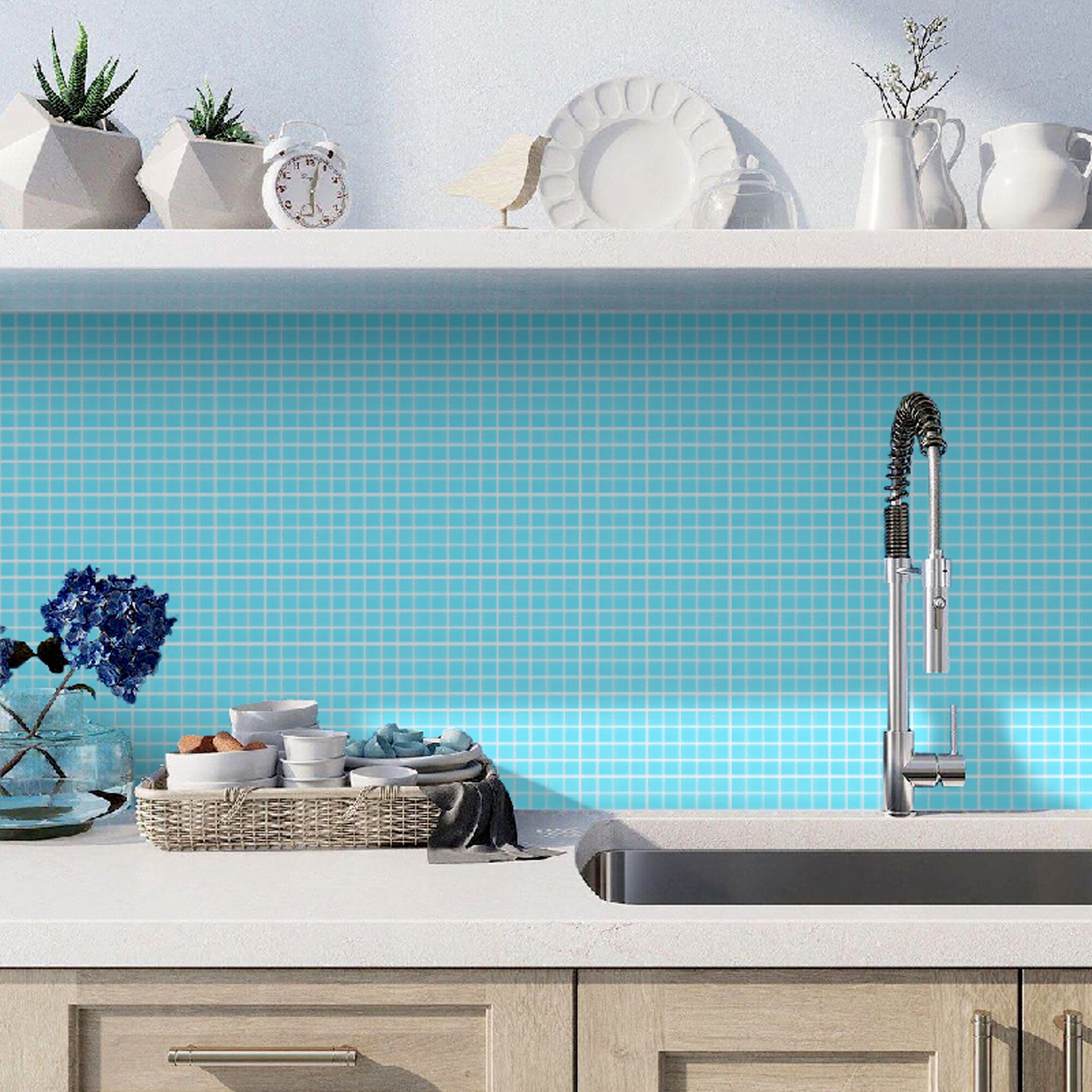 Apollo Tile Dune Aqua Blue 12-in x 12-in Glossy Glass Uniform Squares Floor and Wall Tile (20-sq. ft/ Carton)