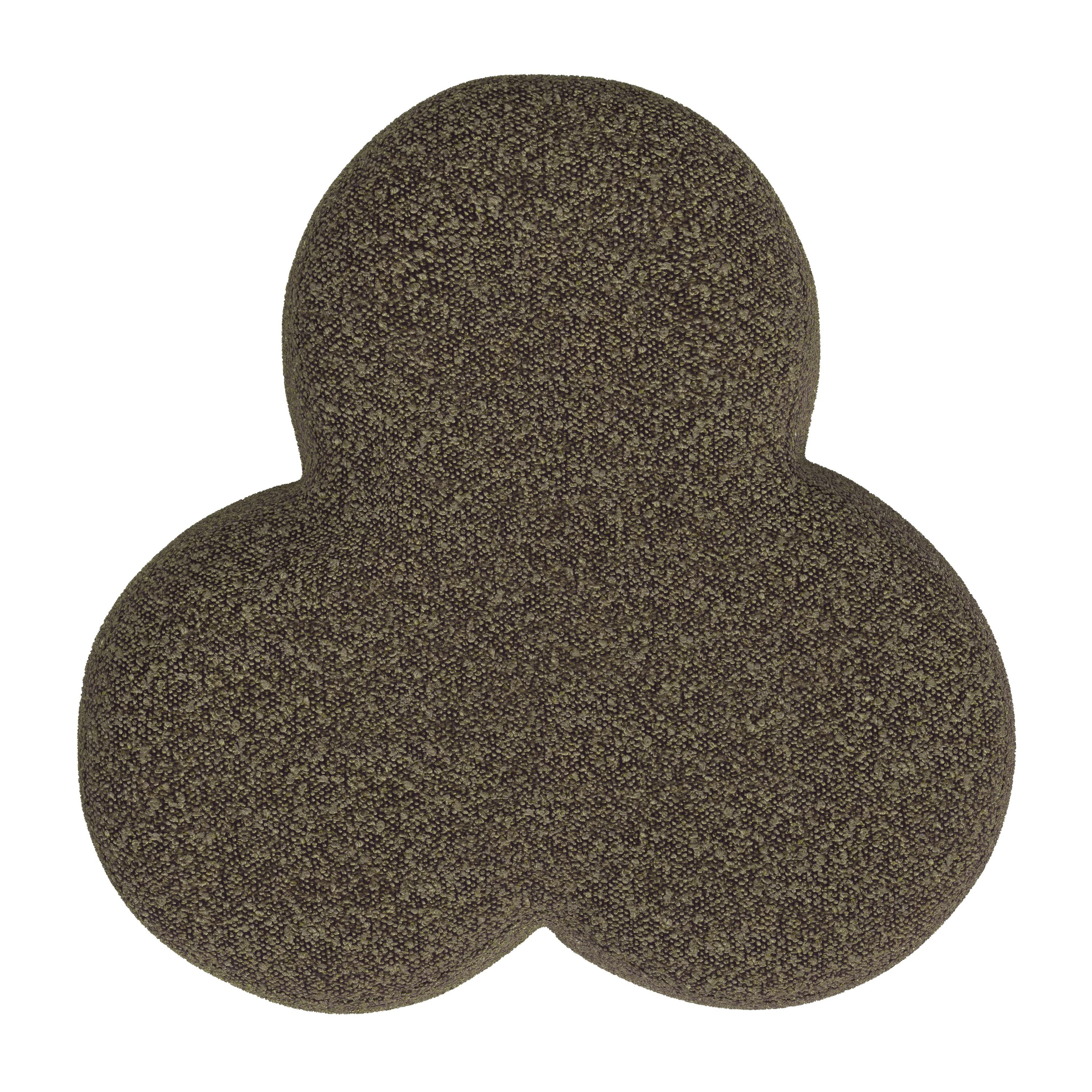 Dark Brown Boucle Square Accent Ottoman with Foam Frame
