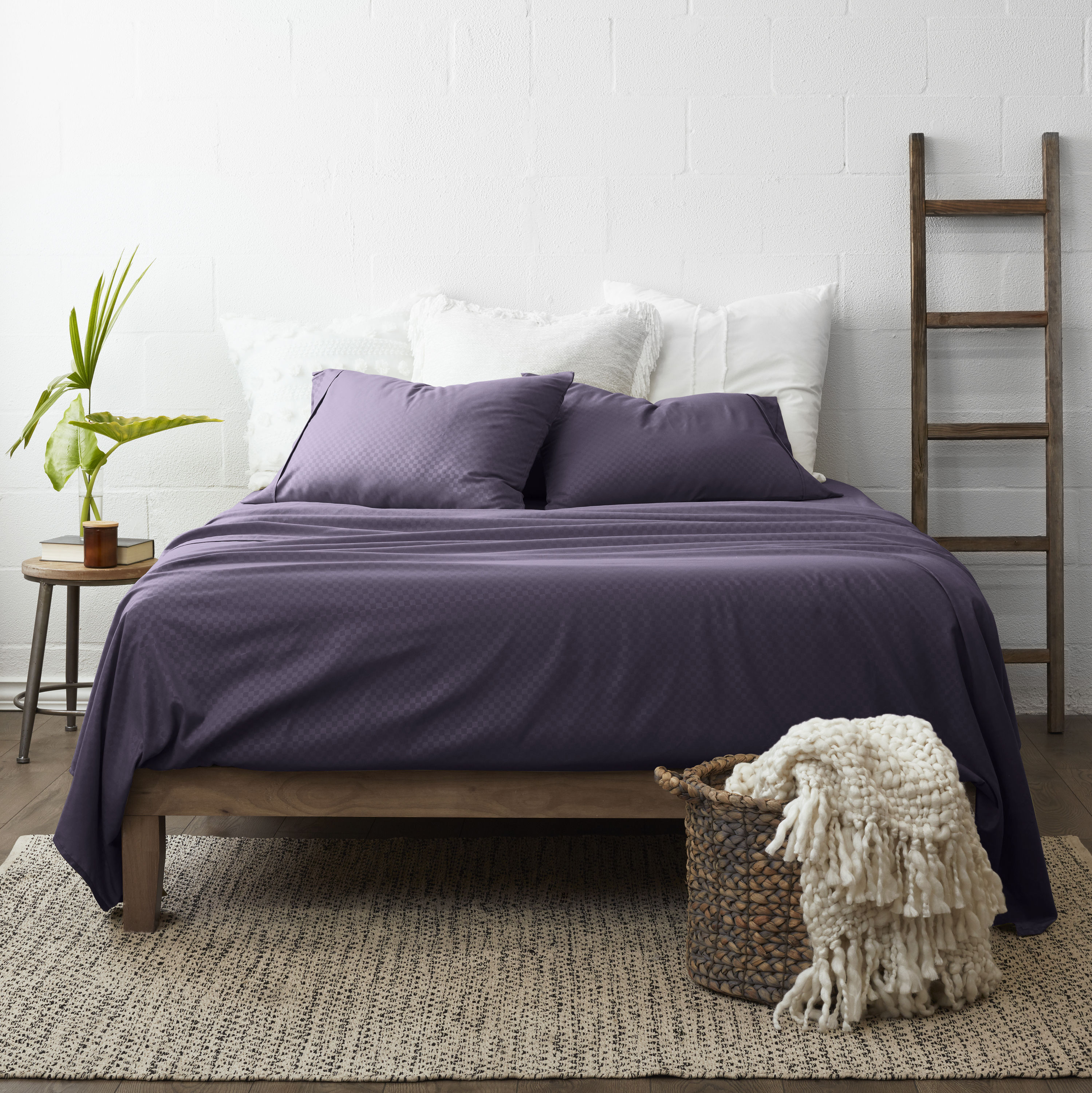 Ienjoy Home Full 20000-Thread Count Microfiber Purple 4-Piece Bed