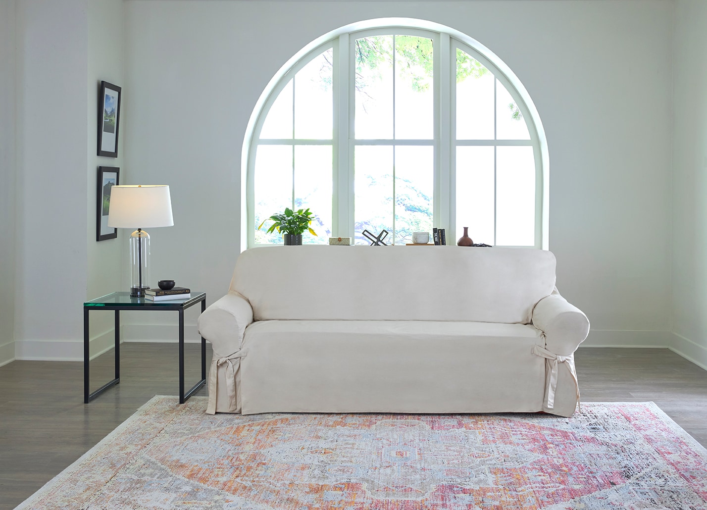 Cream Cotton Duck Sofa Slipcover for Living Room