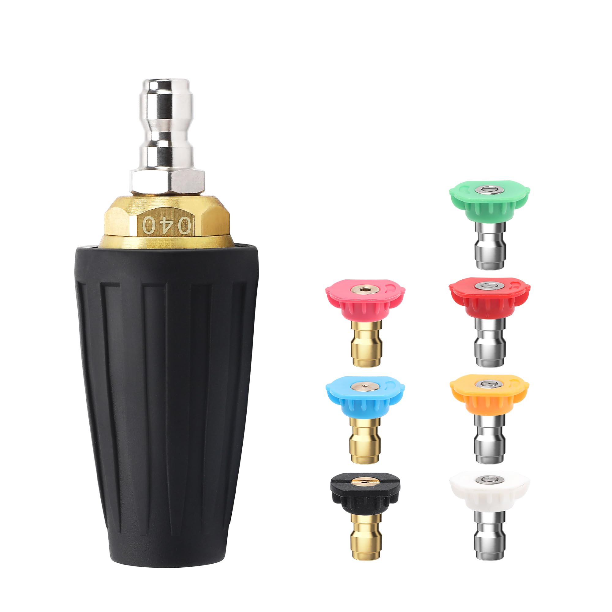 AOIZGMY -  Pressure Washer Turbo Nozzle Kit 4000 PSI 4 GPM Rotating Power Tip with Seven Spray No...