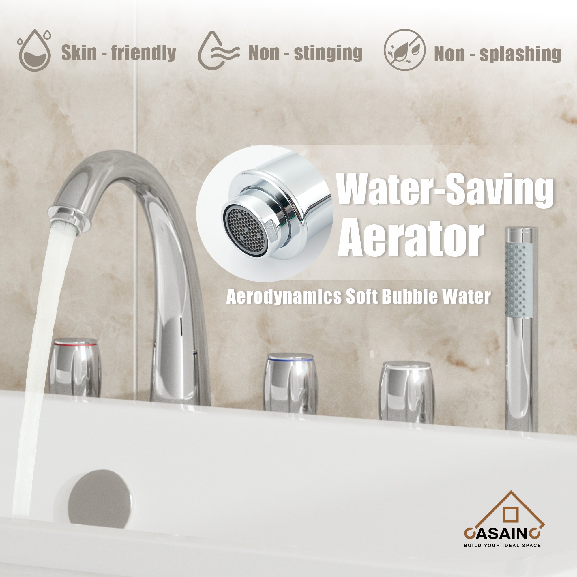 CASAINC KCLT0056-BG Roman-Tub-Faucets - View #9