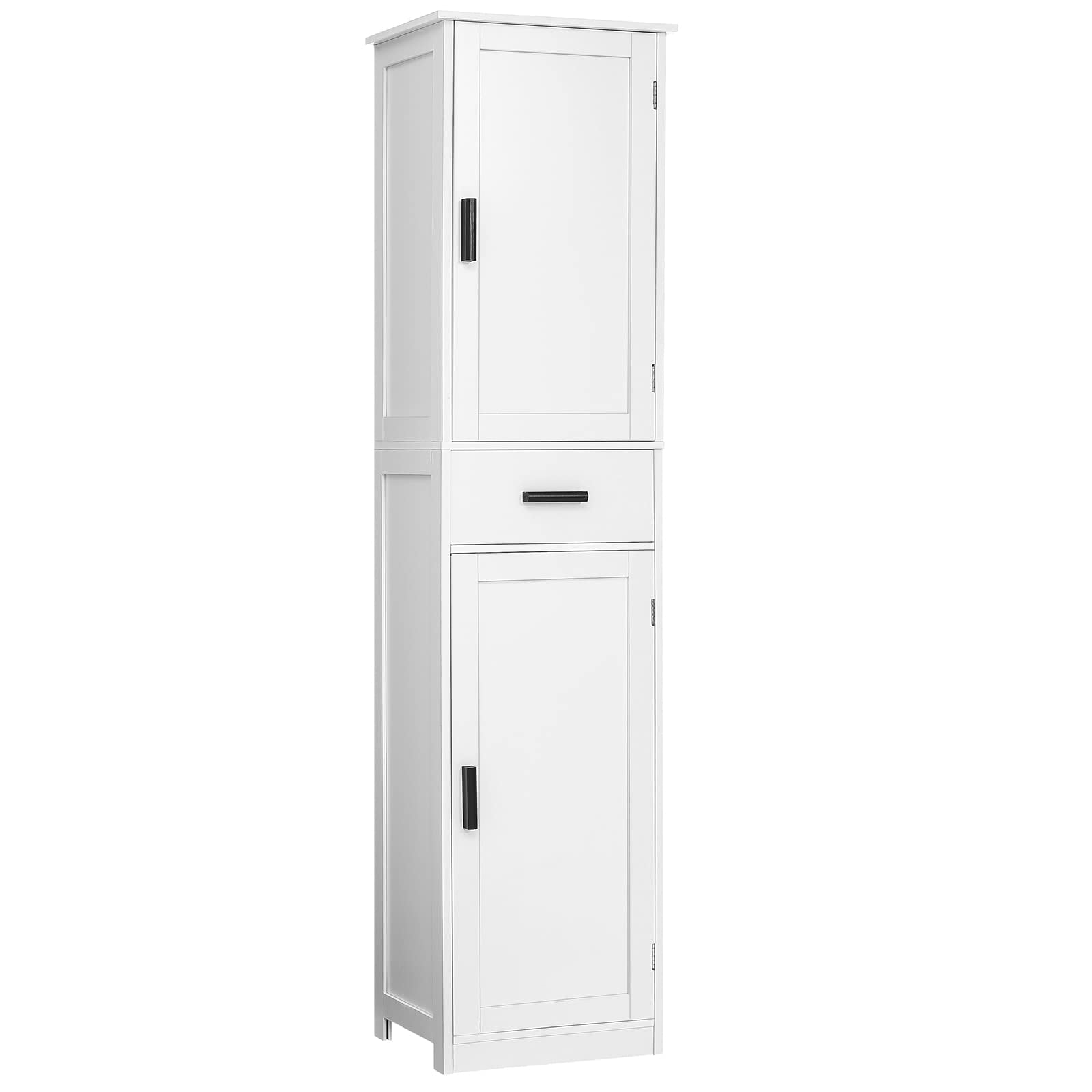 Etokfoks  67 in tall narrow storage cabinet with four shelves two doors and six compartments white for bathroom living room or office