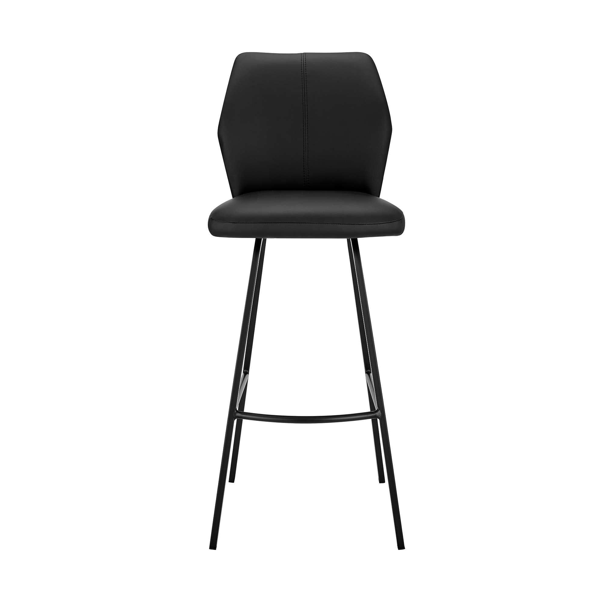 Modern Tandy Black Faux Leather 26" Counter Stool with Metal Frame