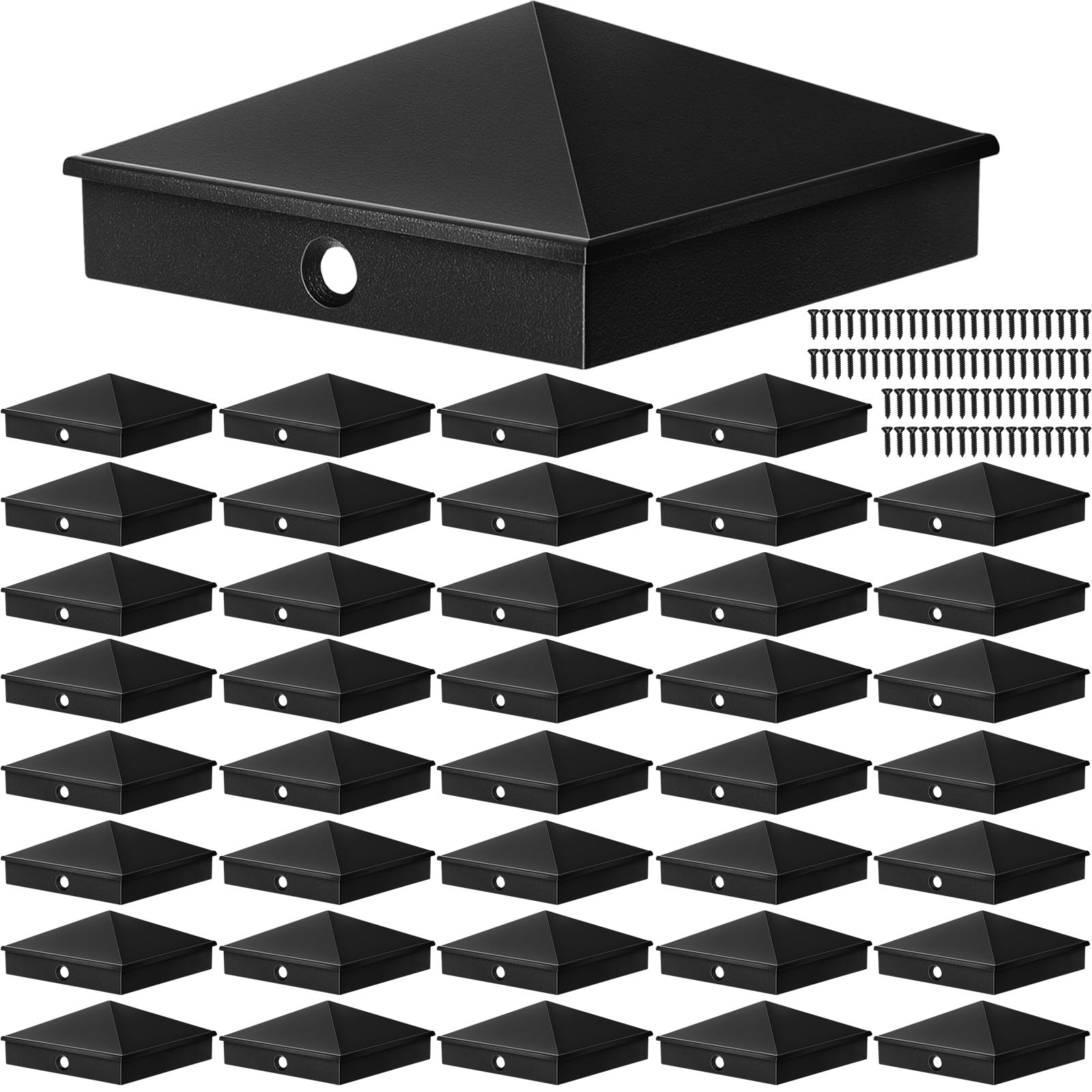 Afoxsos  Aluminum Pyramid Fence Post Caps for Nominal 4 in Sleeve with Screws Black 40 Pack durable home and garden accessory designed for