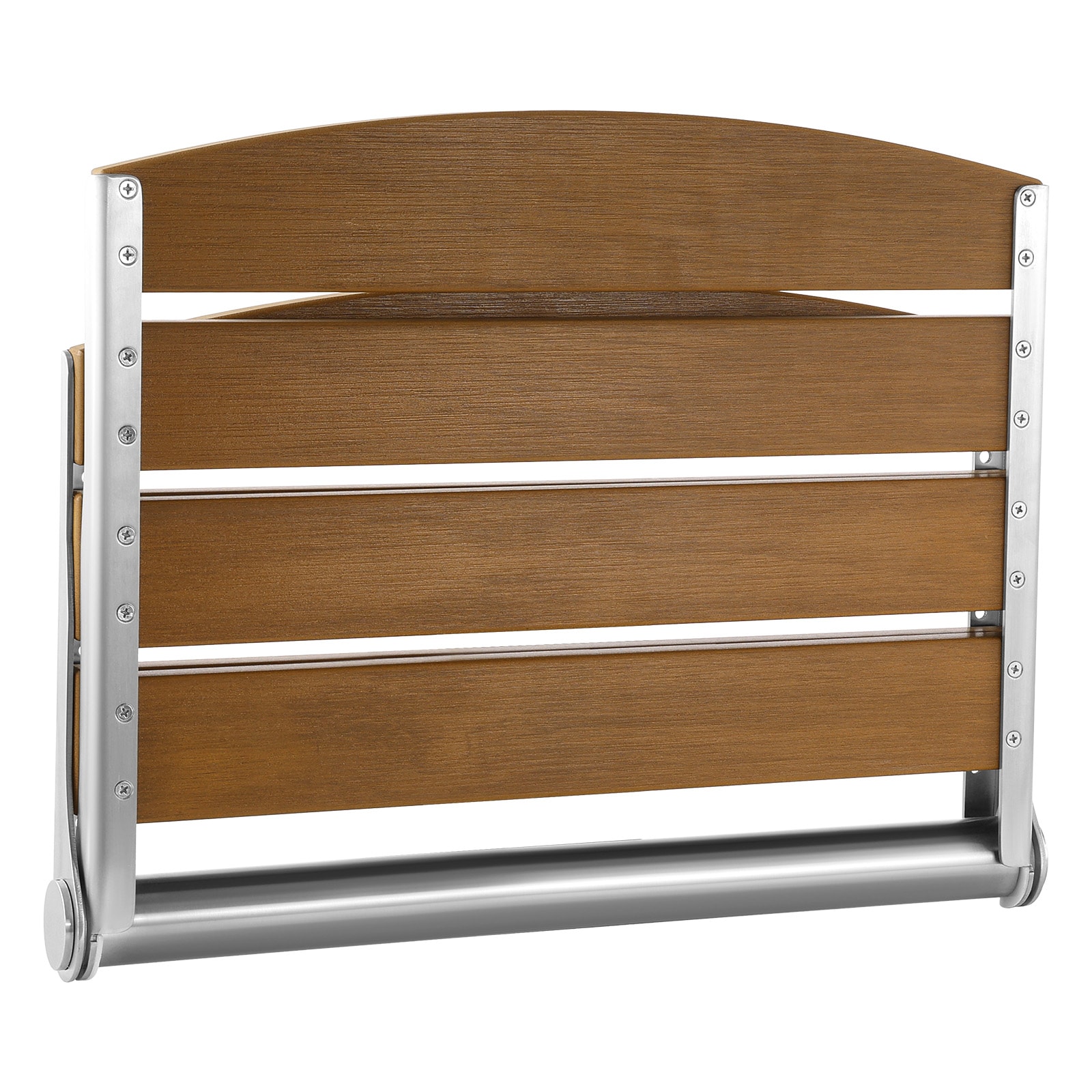 GIVIMO Foldable Wall Mounted Shower Bench with Backrest 17.7-in Teak-Finish Fold Down Seat 400-lb Capacity Stainless Steel Frame #LW047GIVSS1164