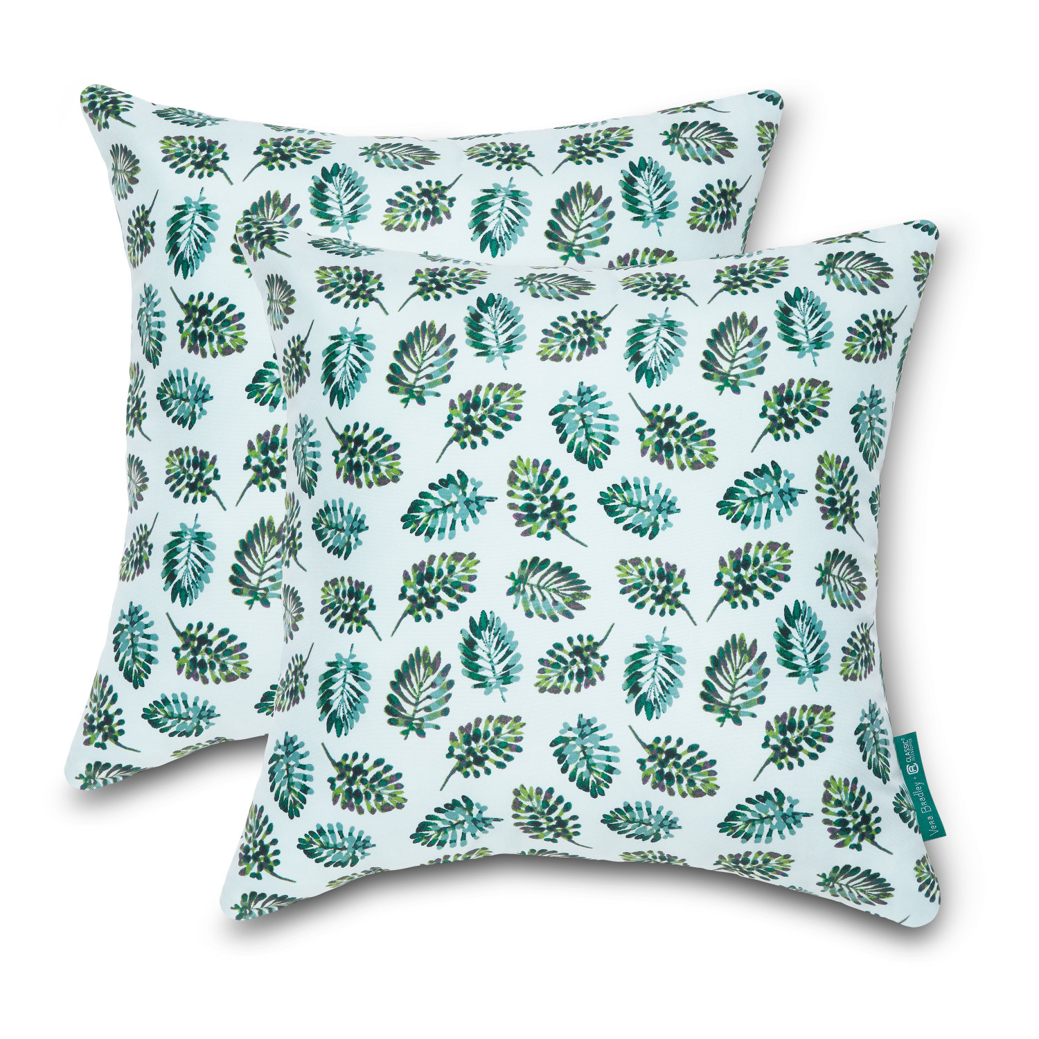 Classic Accessories 50-140-011101-PL 2-Pack Floral Seawater Palm Green Square Throw Pillow