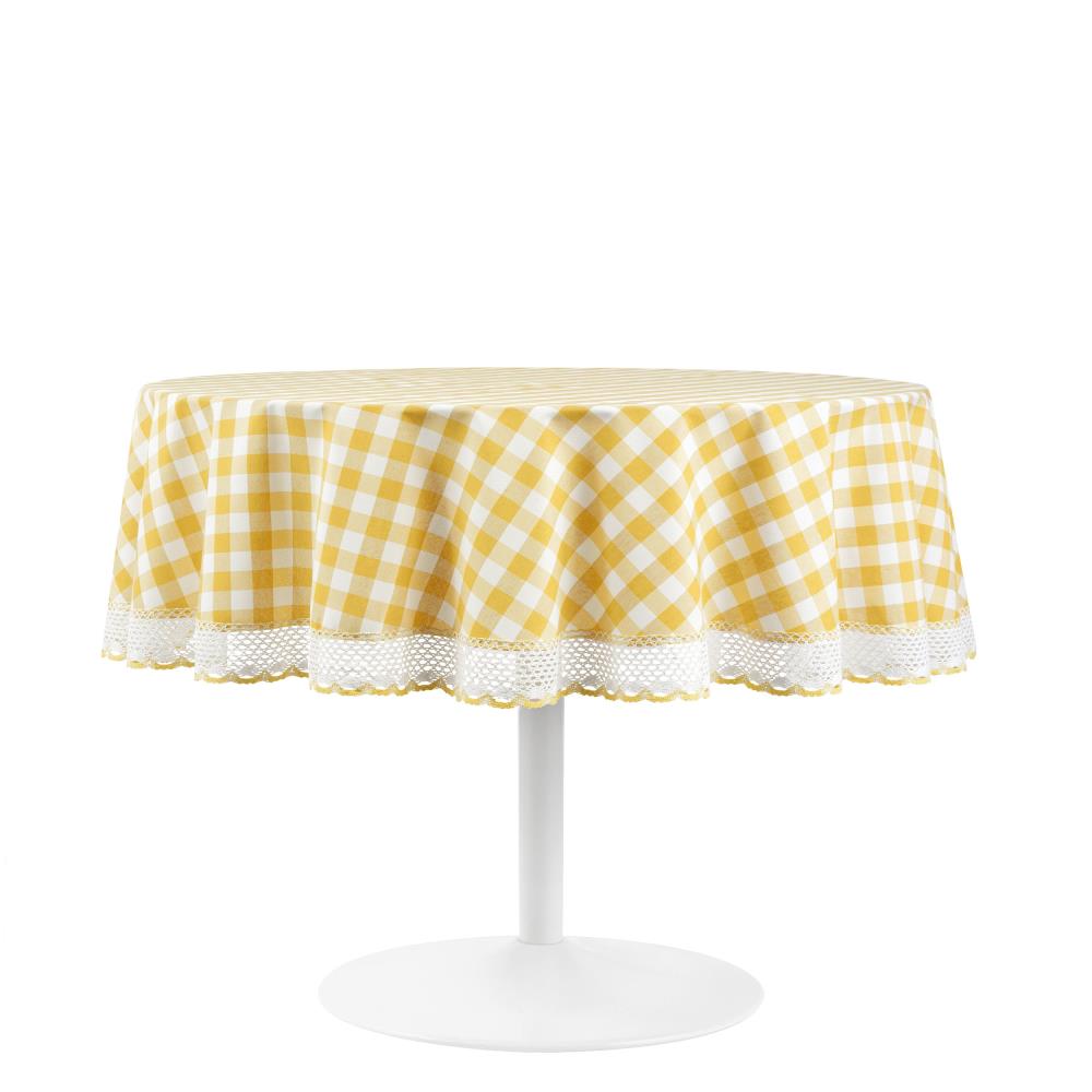 Achim BCTC70YL24 Yellow Polyester Round Tablecloth