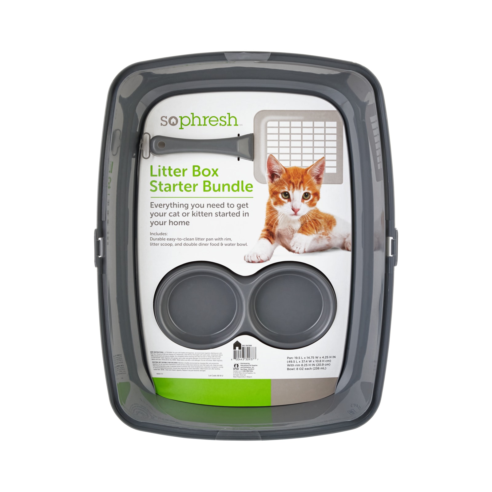 So Phresh Scatter Shield High-Back Litter Box in Gray, 24 L X 18 W X 10  H